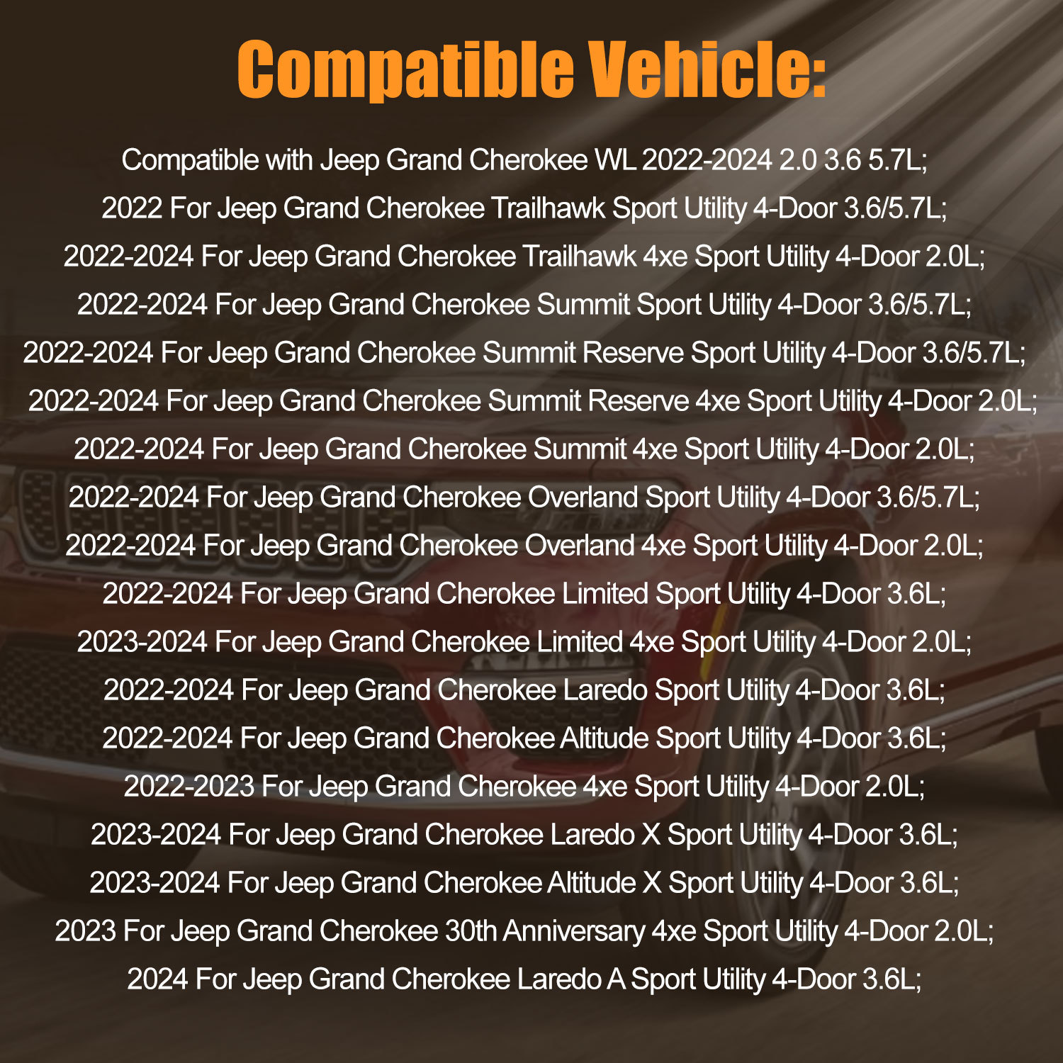 Pair Front Air Suspension Shock Struts Compatible with Jeep Grand Cherokee 2021-2025