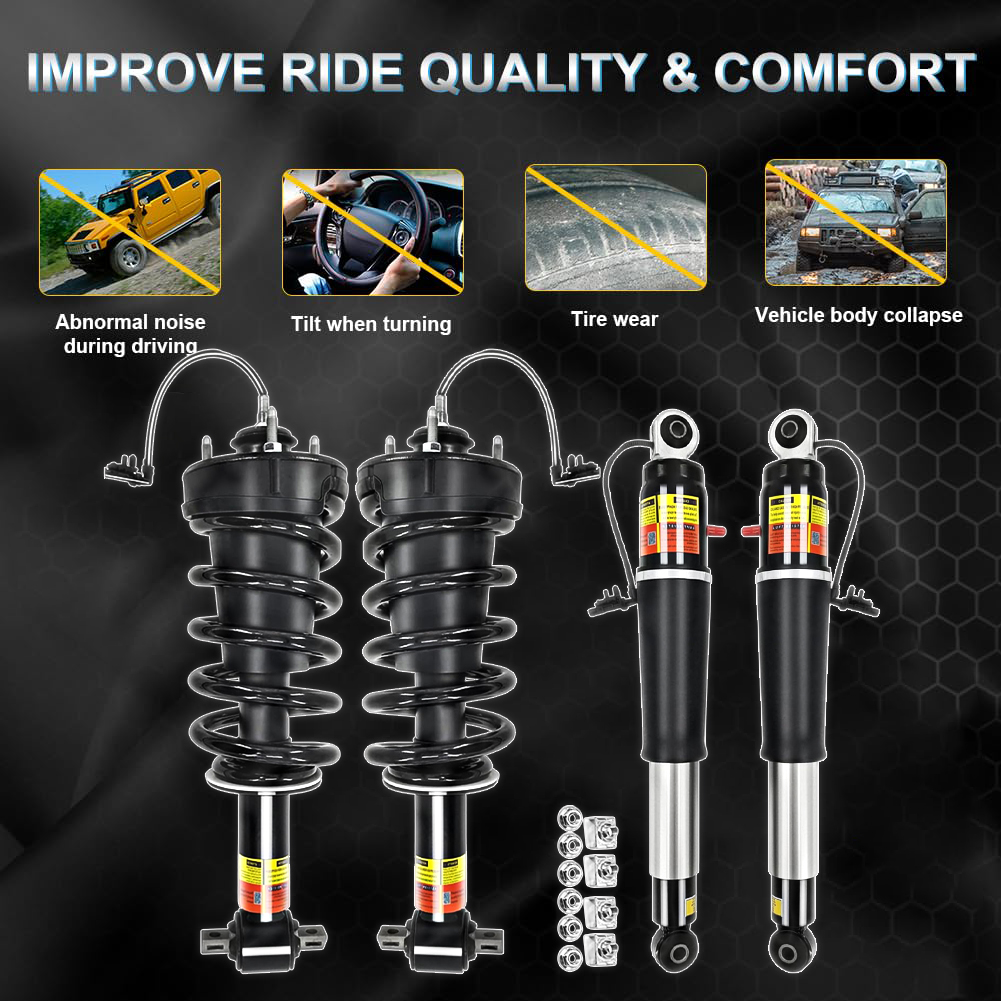 4PCS Front Rear Shocks Struts Kit Compatible with GMC Yukon Denali, Cadillac Escalade, Chevy Tahoe Suburban 2015–2020 #84176631 #84176675