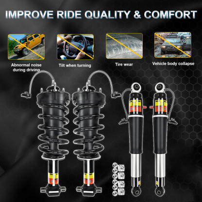 4PCS Front Rear Shocks Struts Kit Compatible with GMC Yukon Denali, Cadillac Escalade, Chevy Tahoe Suburban 2015–2020 #84176631 #84176675