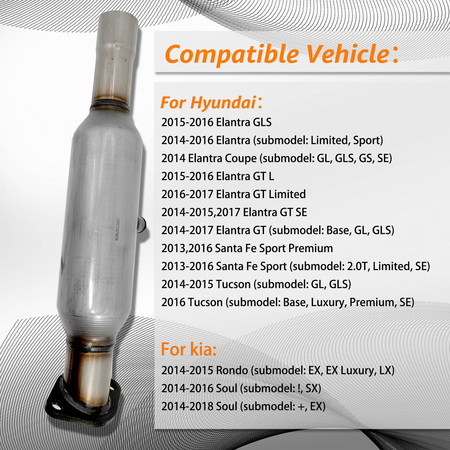 Catalytic Converter for Hyundai Tucson 2014-2016 Santa FE 2014-2015 Kia Soul 2014-2016 2.0L L4