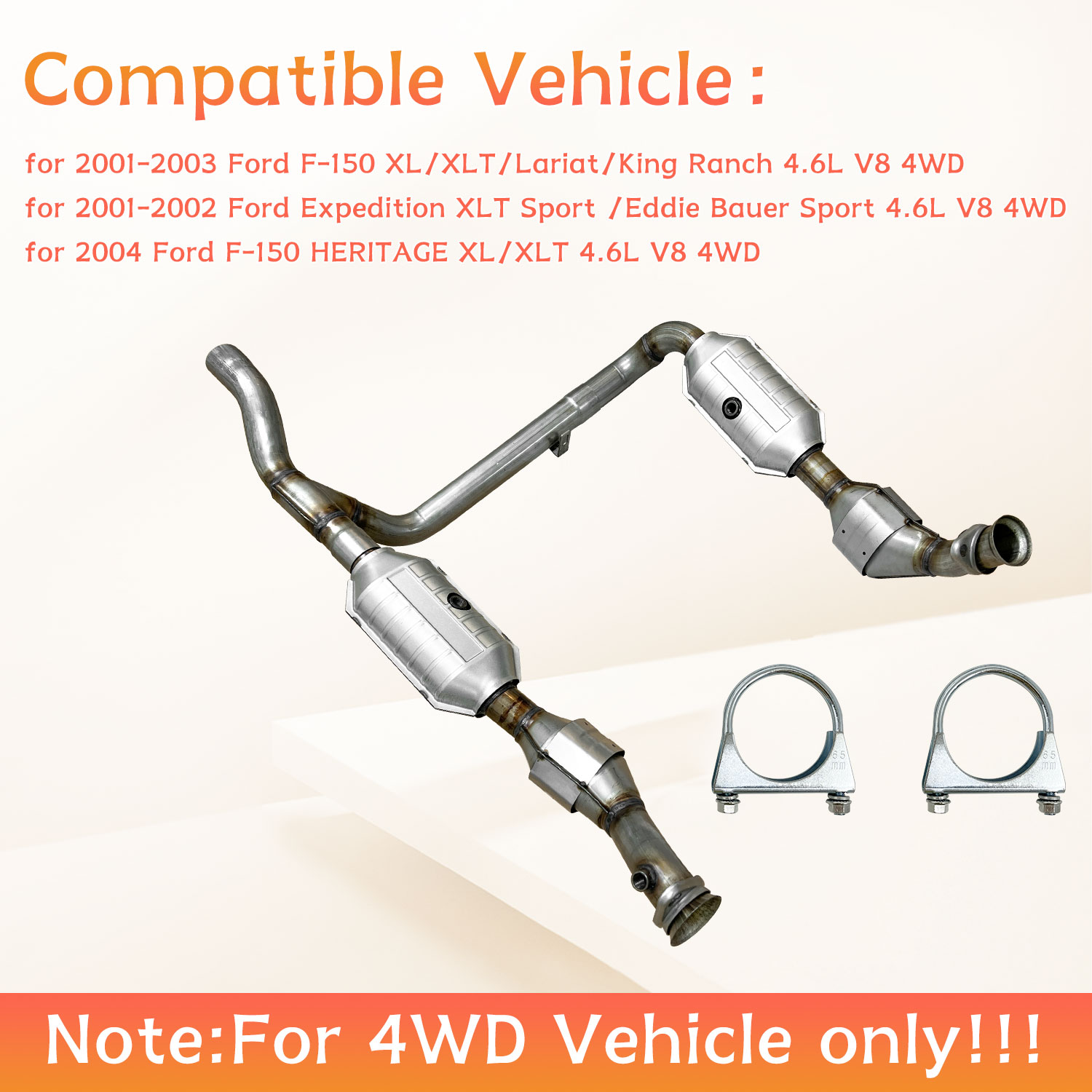 Catalytic Converters for 2001-2003 Ford F-150, 2001-2002 Ford Expedition, 2004 F-150 Heritage 4.6L V8