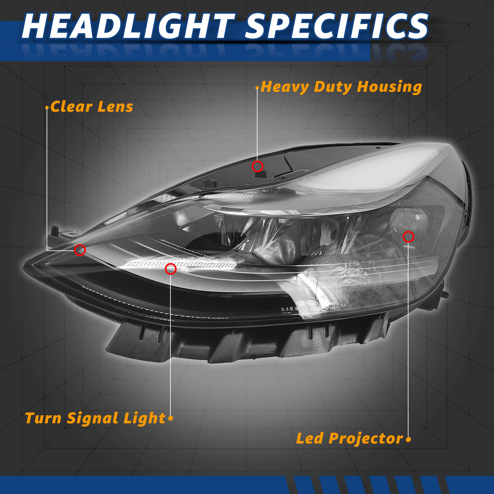 Front Left Driver Side LED Headlights Assembly Compatible with 2021-2023 Tesla Model 3 Model Y 