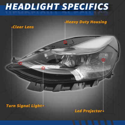 Front Left Driver Side LED Headlights Assembly Compatible with 2021-2023 Tesla Model 3 Model Y 
