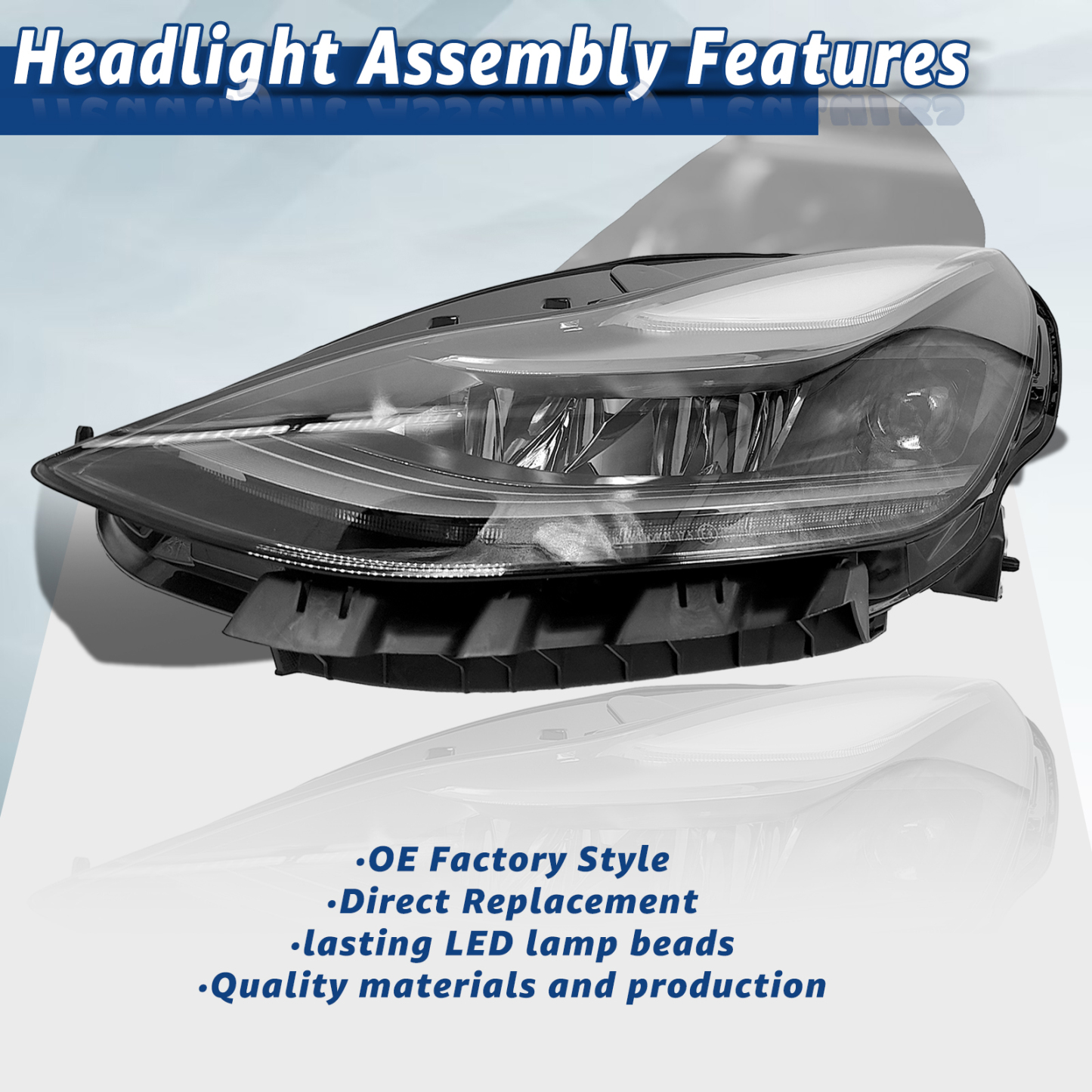 Front Left Driver Side LED Headlights Assembly Compatible with 2021-2023 Tesla Model 3 Model Y 