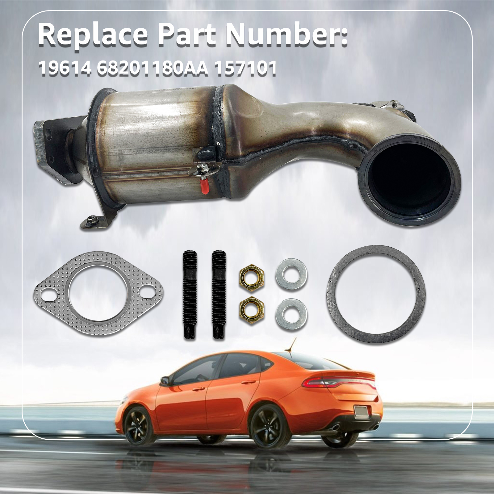 Front Catalytic Converter Compatible with 2013-2014 Dodge Dart Turbo 1.4L