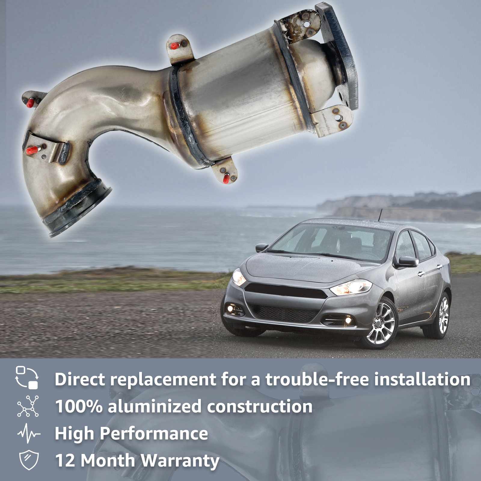 Front Catalytic Converter Compatible with 2013-2014 Dodge Dart Turbo 1.4L