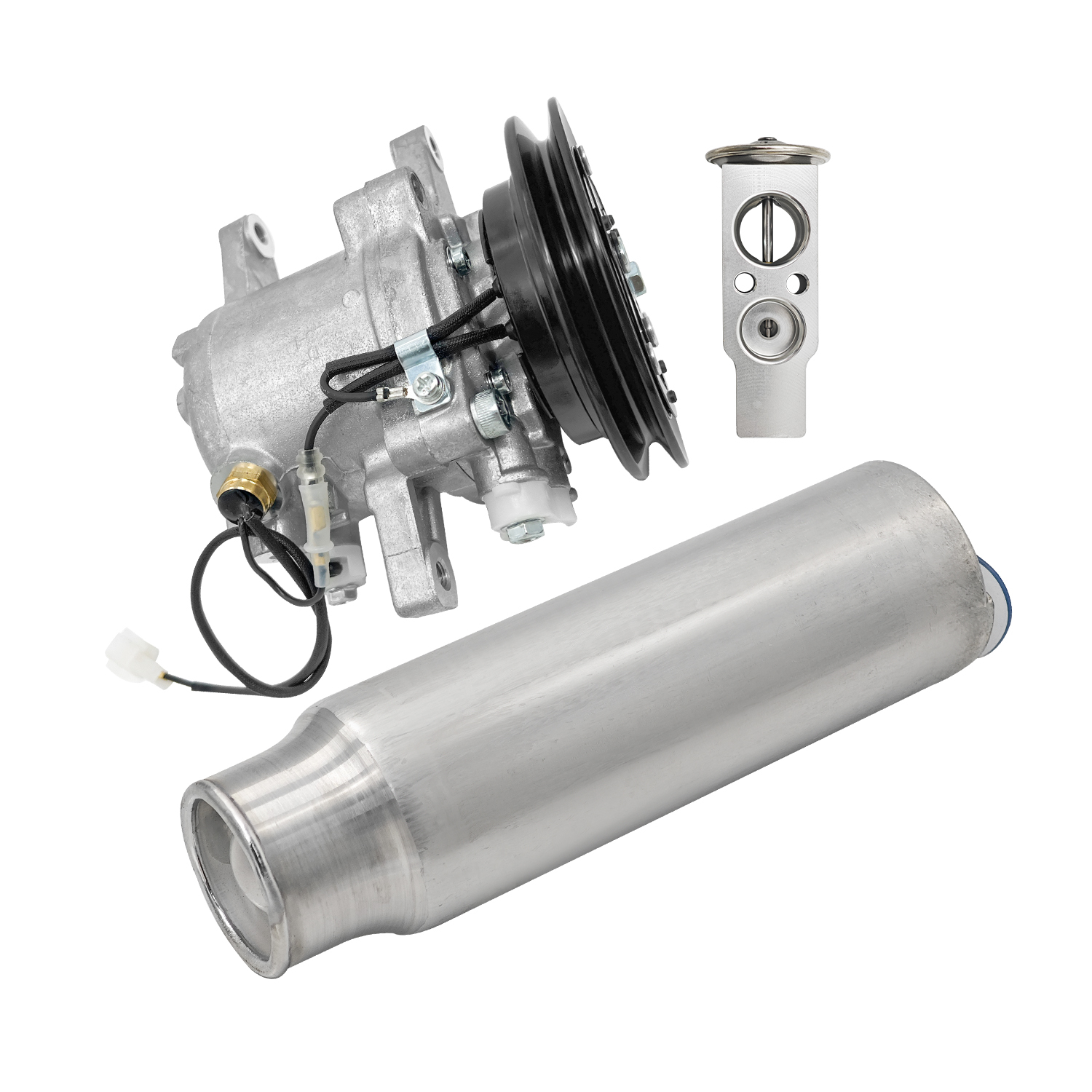 Air Conditioner Compressor + Expansion Valve + Receiver Drier Fit for KUBOTA M96S M108 M108S M110 M5040 M7040 M8540