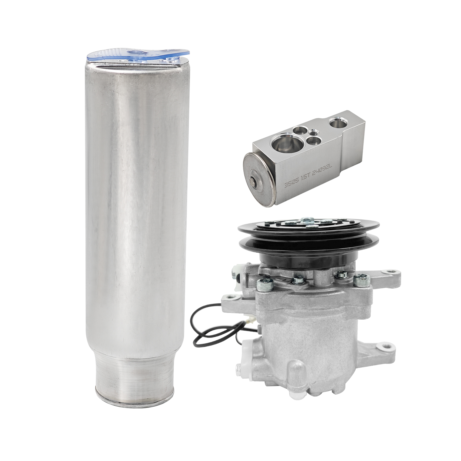 Air Conditioner Compressor + Expansion Valve + Receiver Drier Fit for KUBOTA M96S M108 M108S M110 M5040 M7040 M8540