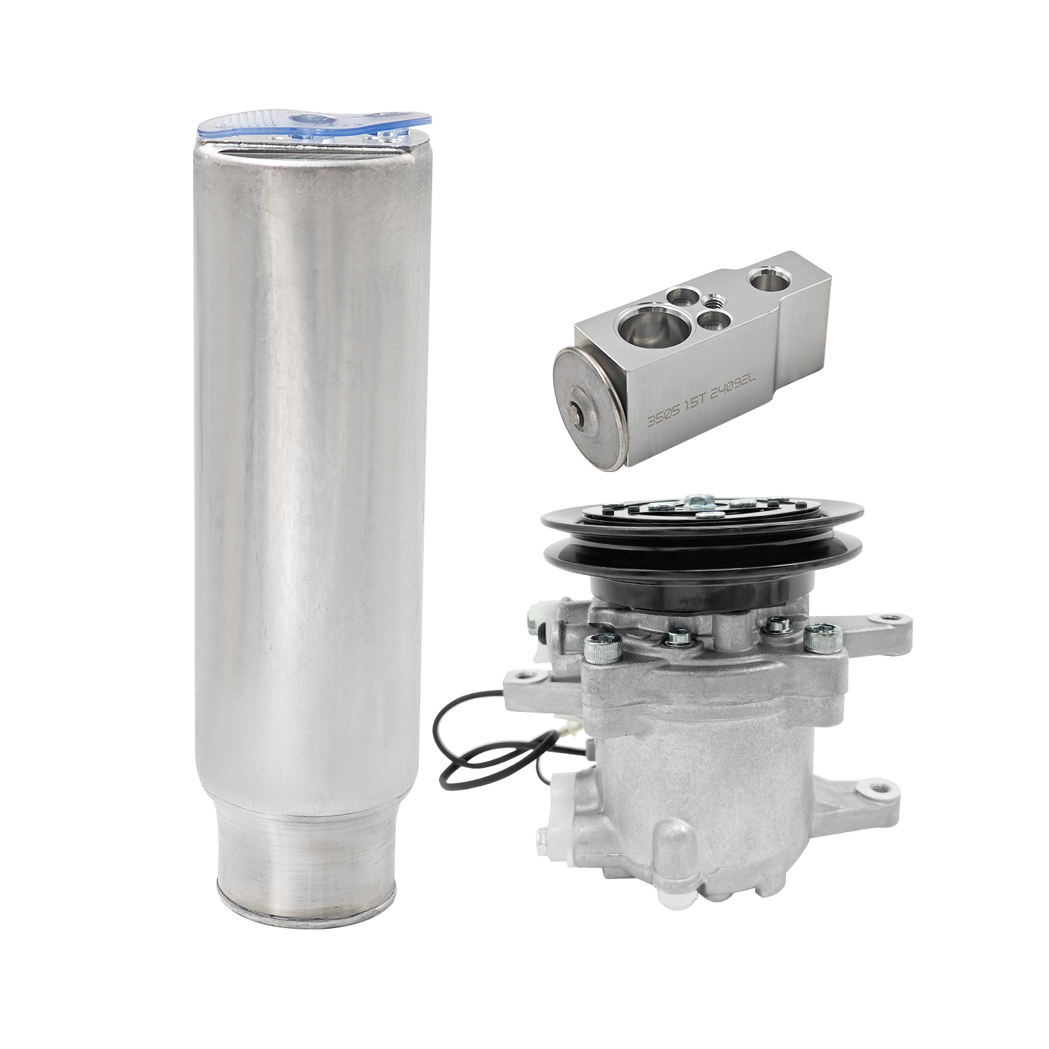 Air Conditioner Compressor + Expansion Valve + Receiver Drier Fit for KUBOTA M96S M108 M108S M110 M5040 M7040 M8540