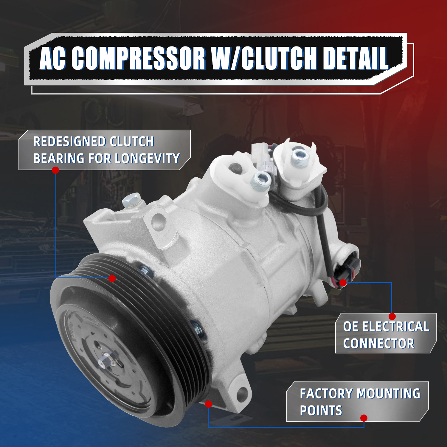 Air Conditioner Compressor w/Clutch Fits for Jeep Compass Patriot 2.0L/2.4L 2009-2017, for Dodge Caliber 1.8L/2.4L 2009, Caliber 2.0L/2.4L 2009-2012