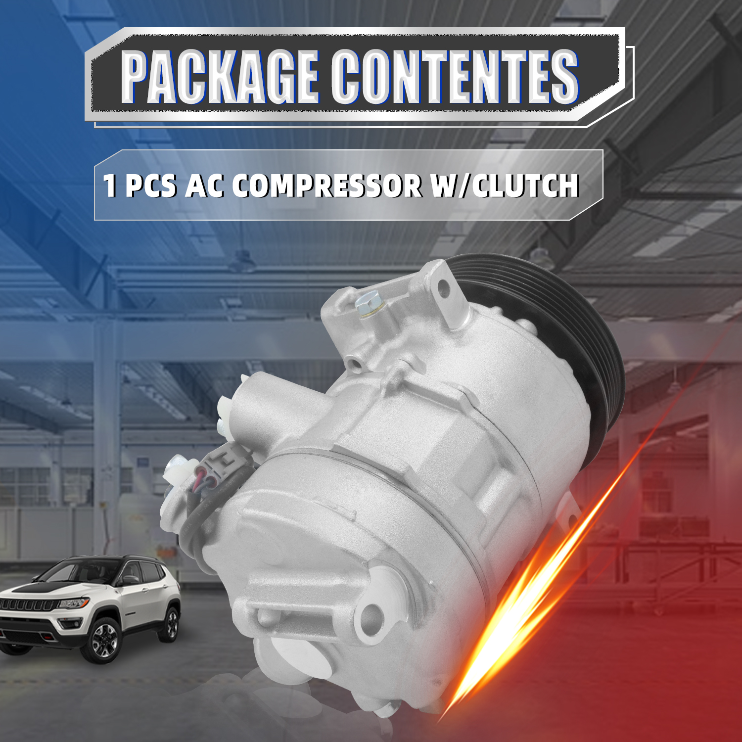 Air Conditioner Compressor w/Clutch Fits for Jeep Compass Patriot 2.0L/2.4L 2009-2017, for Dodge Caliber 1.8L/2.4L 2009, Caliber 2.0L/2.4L 2009-2012