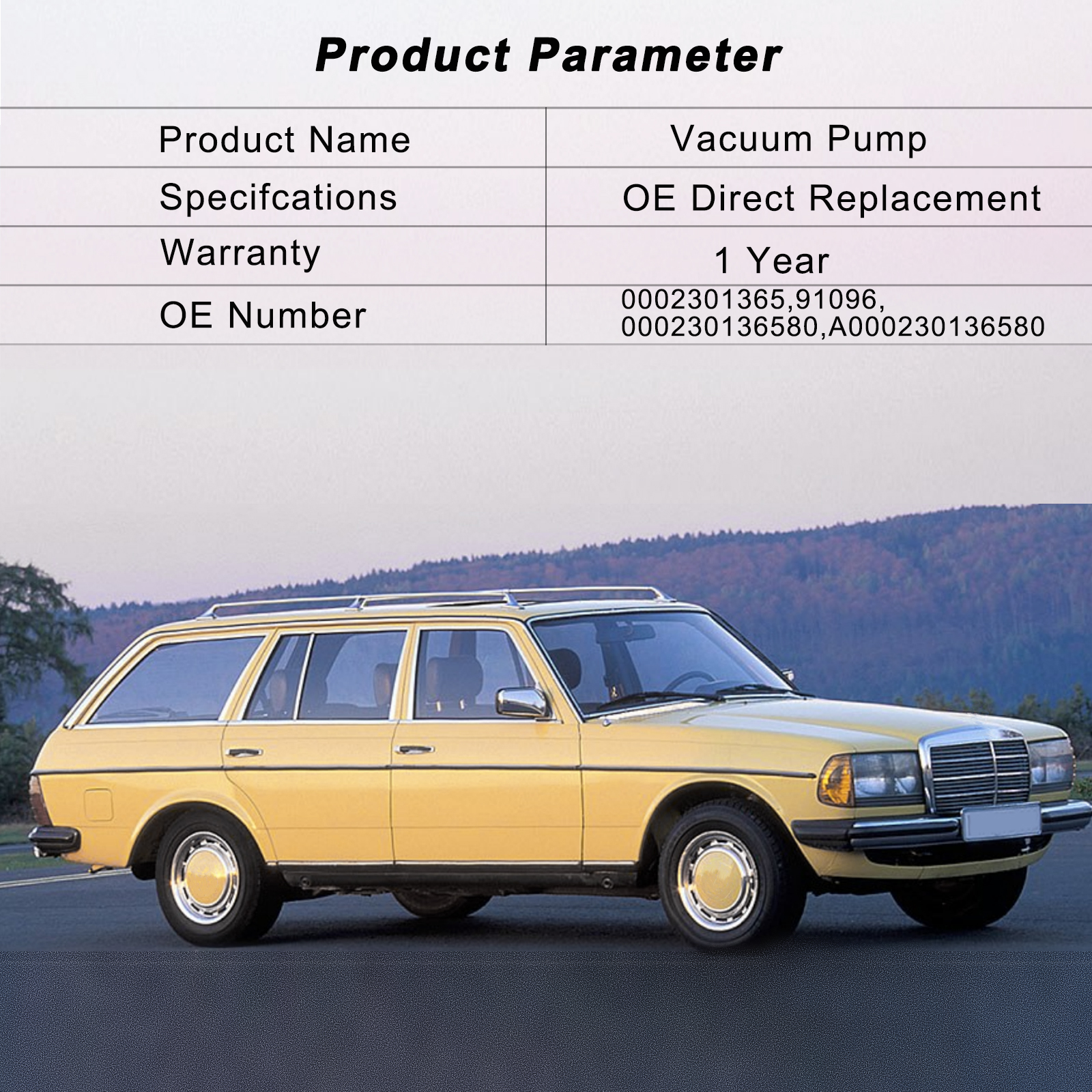 Diesel Vacuum Pump Fit For 1977-1985 Mercedes-Benz 300SD 300TD 240D 300CD 300D