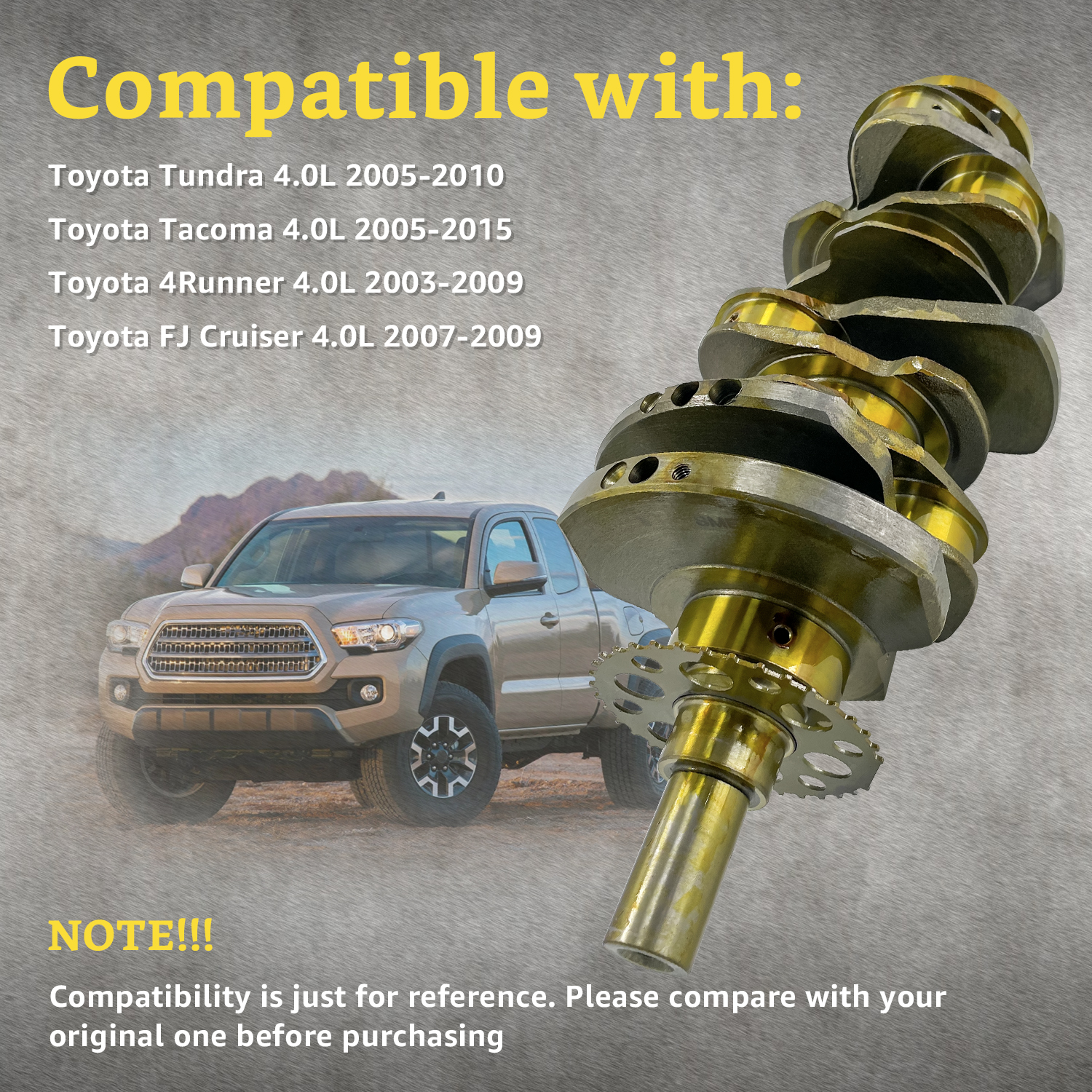 Crankshaft fit for Toyota 4Runner FJ Cruiser Tacoma Tundra 1GR-FE 4.0L 2005-2015