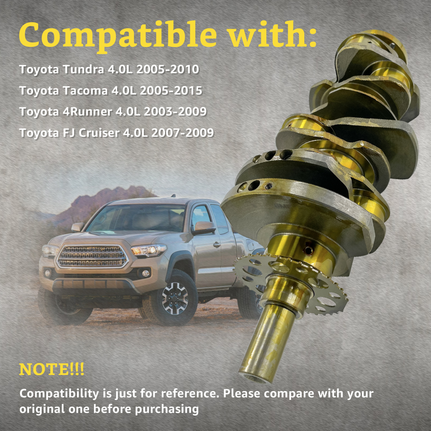 Crankshaft fit for Toyota 4Runner FJ Cruiser Tacoma Tundra 1GR-FE 4.0L 2005-2015