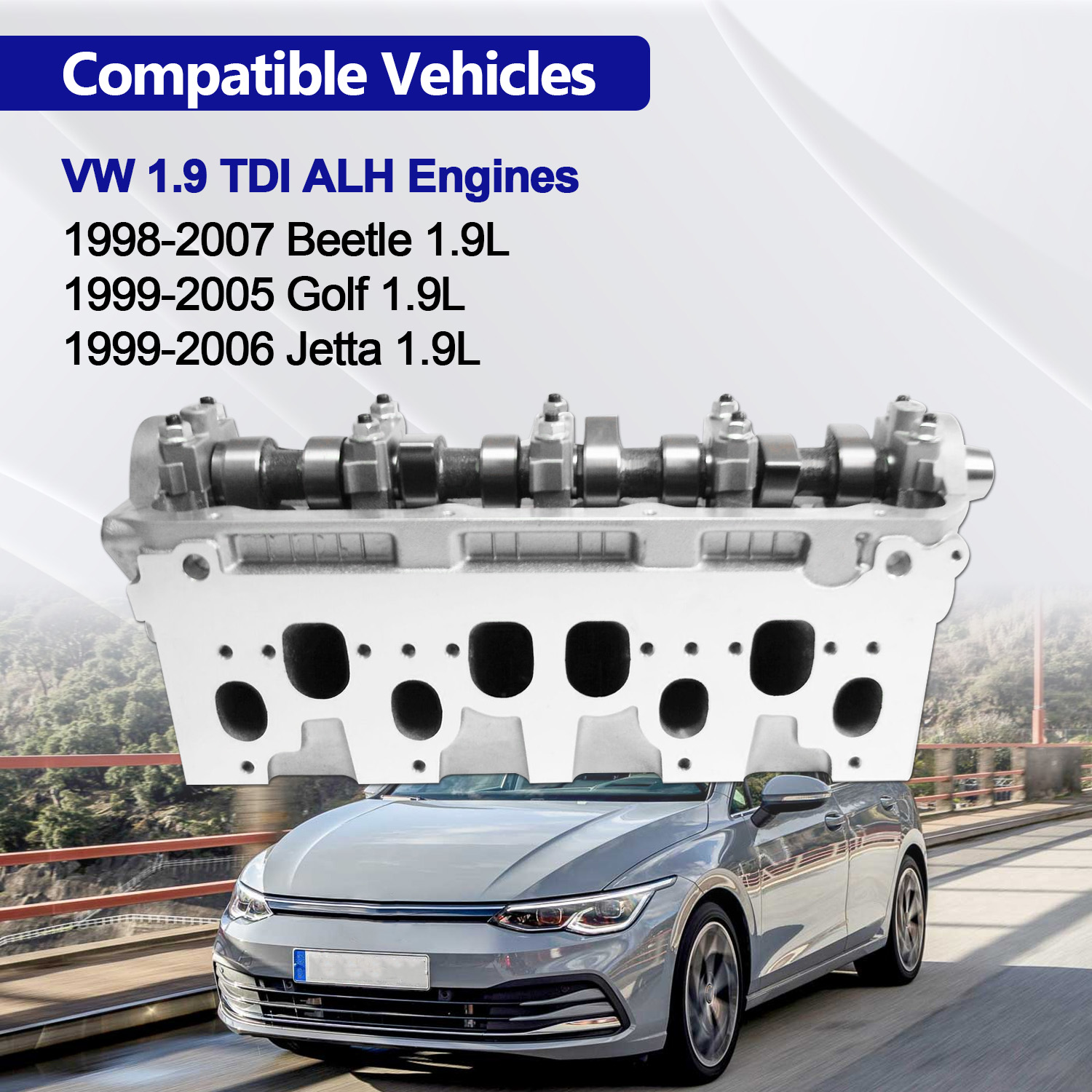 Engine Cylinder Head Assembly for VW 1.9 TDI ALH Engines for Beetle 1998-2007 for Golf 1999-2005 for Jetta 1999-2006 1.9L