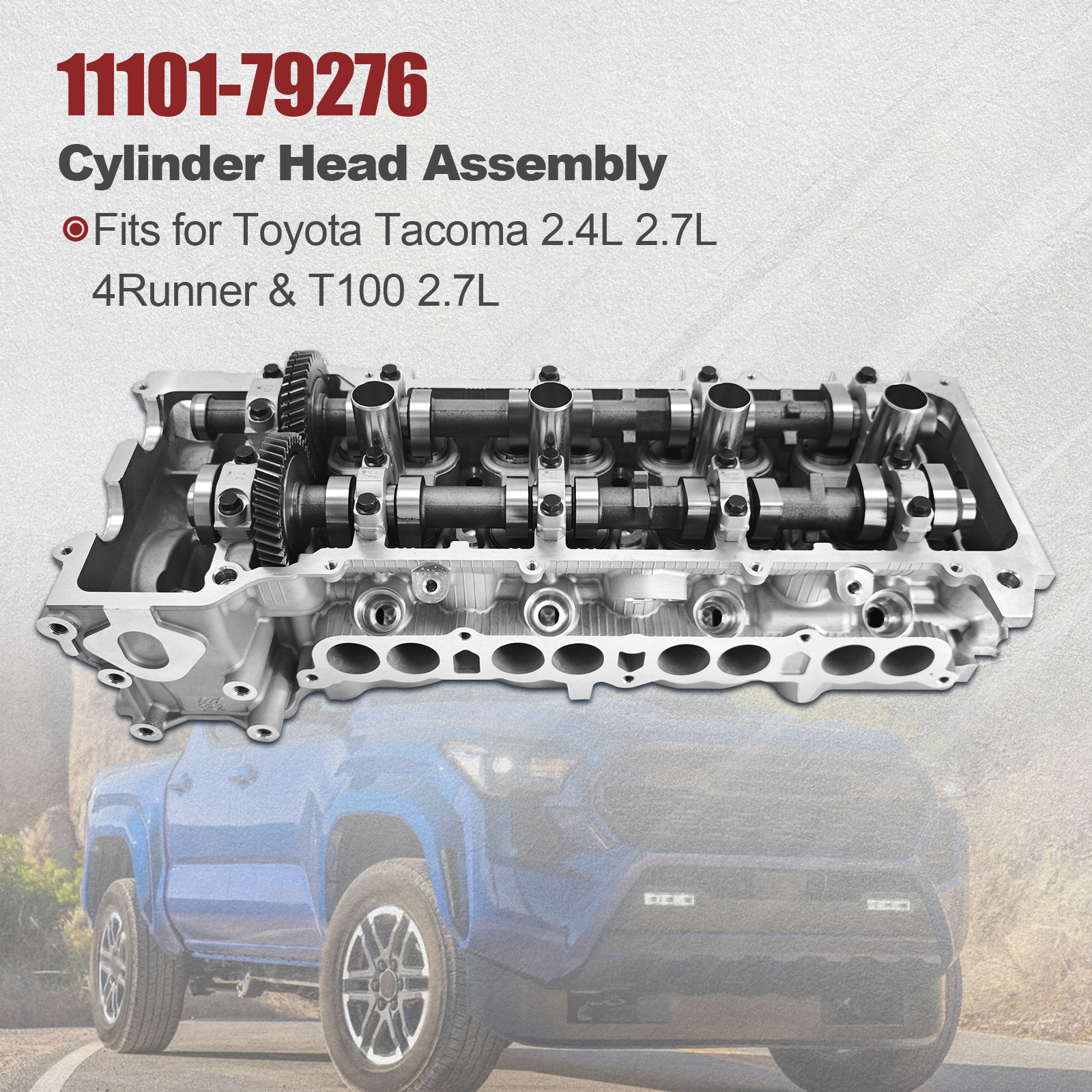 Cylinder Head Assembly 8 Ports for Toyota Tacoma 2.4L 2.7L 1995-2000 4Runner 2.7L 1996-2000 T100 2.7L 1994-1998