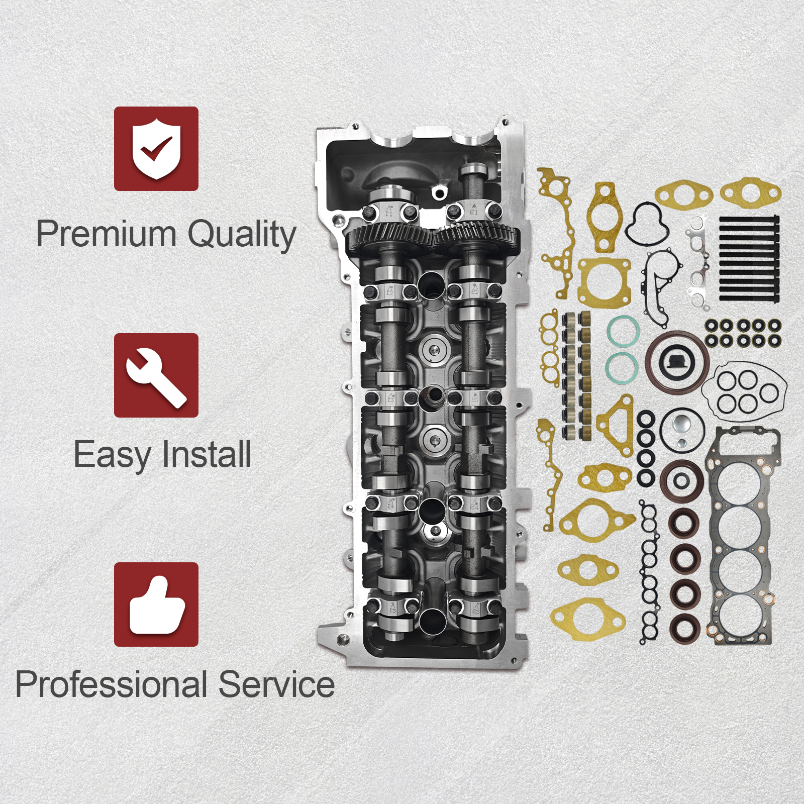 Cylinder Head Assembly for Toyota Tacoma 2.4L 2.7L 1995-2000 4Runner 2.7L 1996-2000 T100 2.7L 1994-1998 for 2RZFE 3RZFE L4 8 Ports w/Bolts