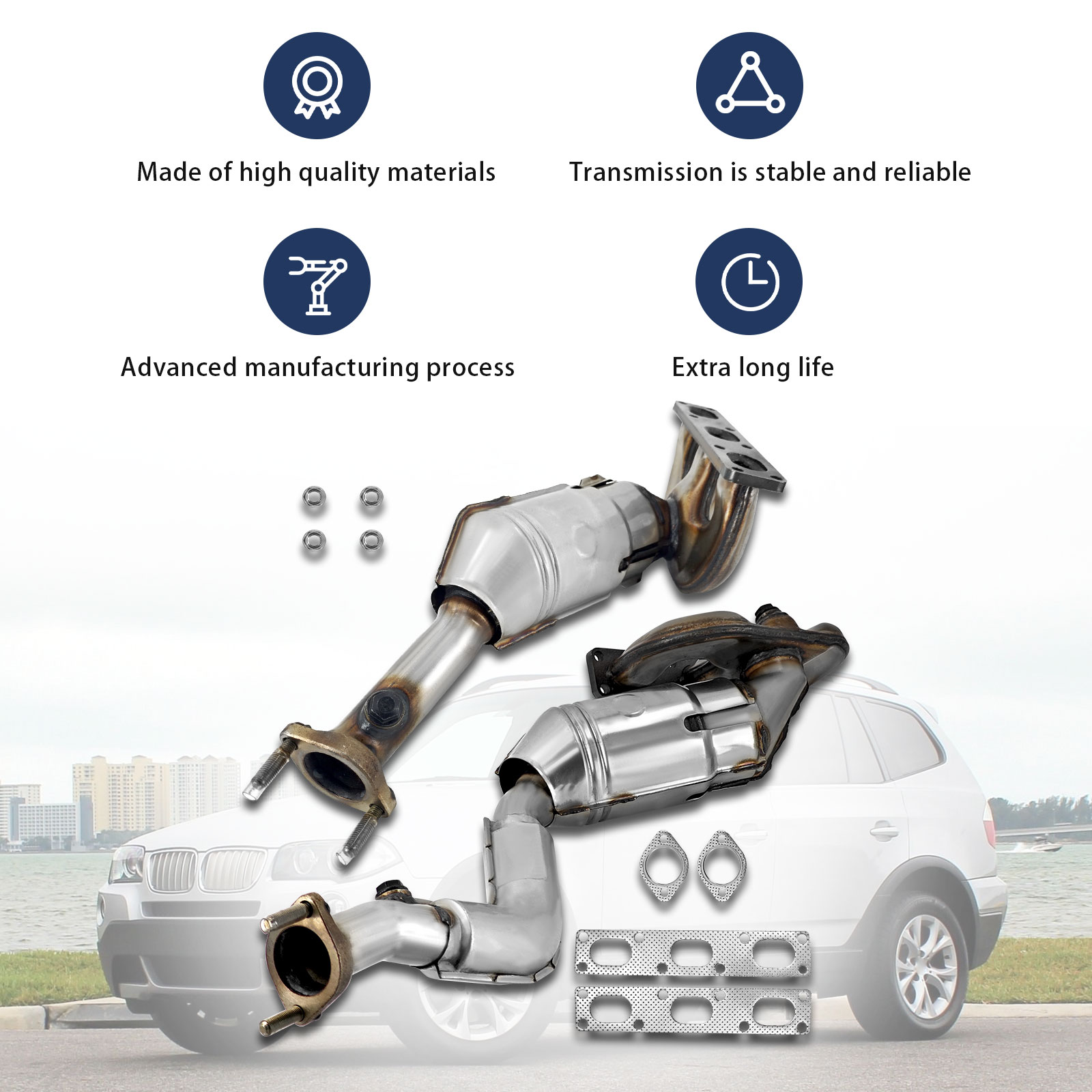 Catalytic Converter Fits For BMW 325Ci 330Ci X3 325i 325xi 330i Z4 Z3 2001-2006 E46 2.5L 3.0L L6 - Front & Rear 674-972 674-973