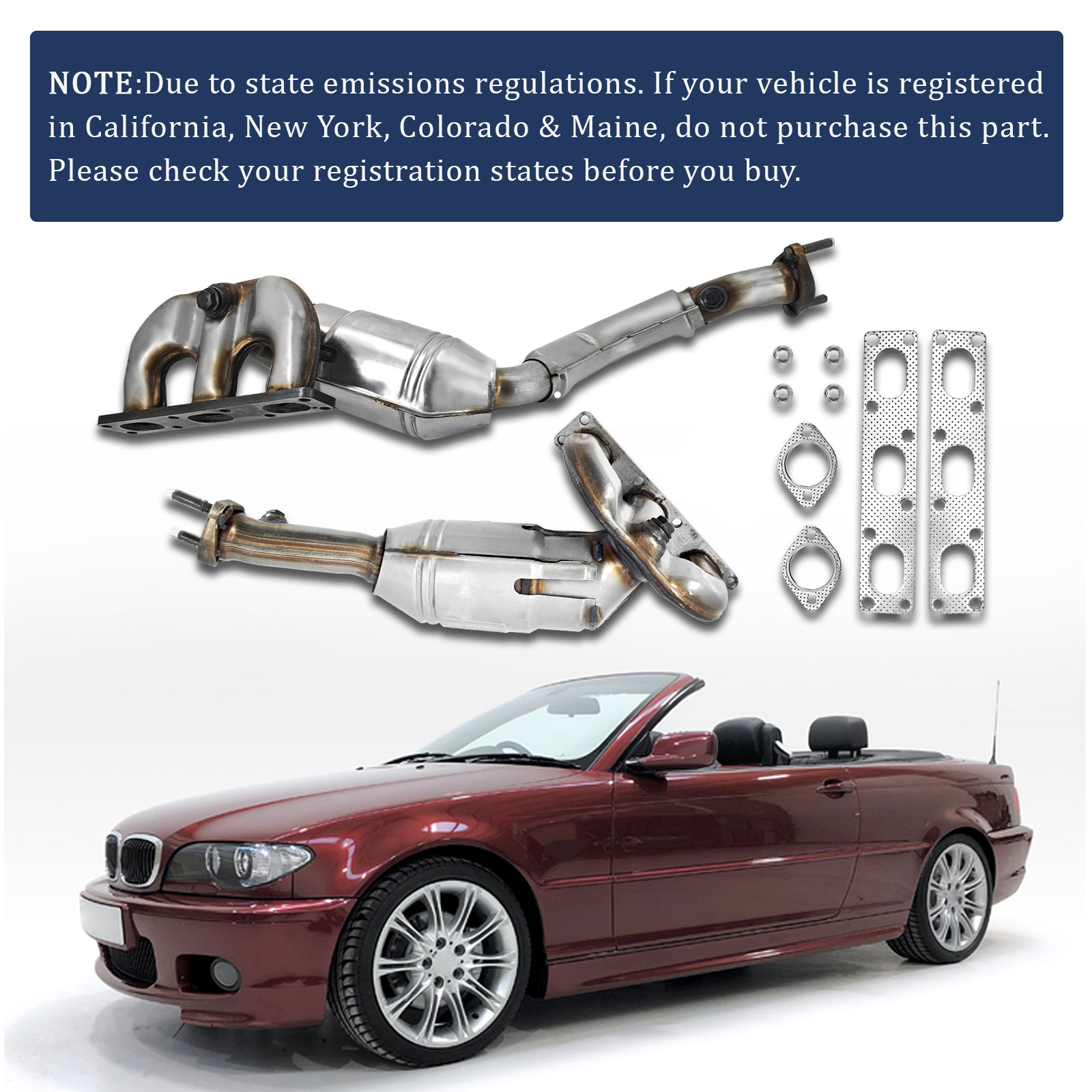 Catalytic Converter Fits For BMW 325Ci 330Ci X3 325i 325xi 330i Z4 Z3 2001-2006 E46 2.5L 3.0L L6 - Front & Rear 674-972 674-973