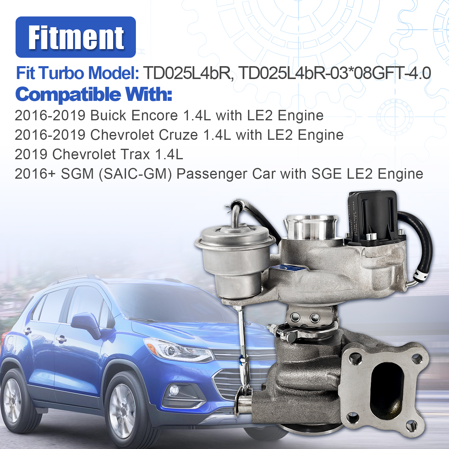 Turbocharger Turbo Kit TD025 fit for Chevy Cruze Trax Buick Encore 1.4L 2016-2019