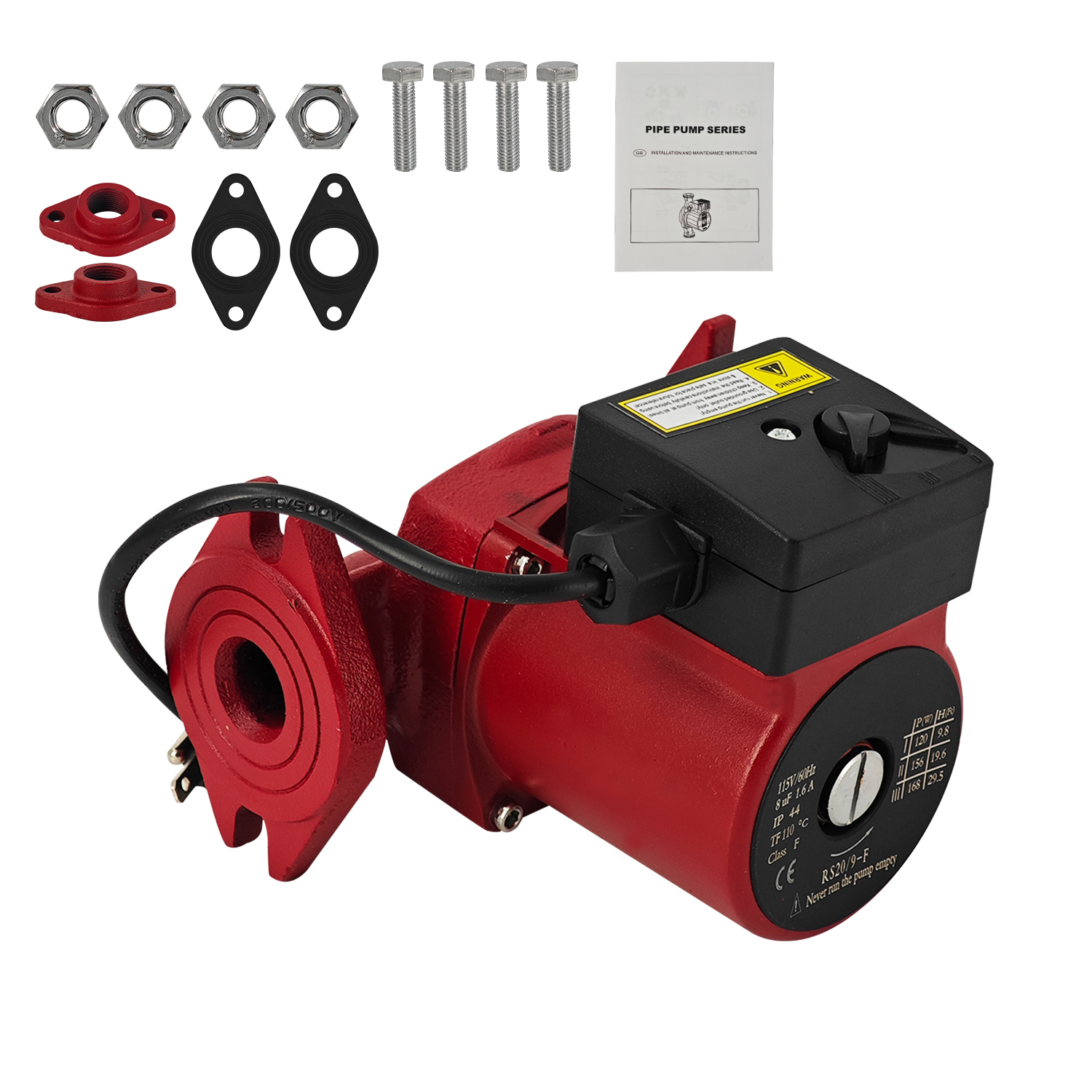 115V 1/6HP Water Circulator Pump Boiler Pump Used for Radiant Heating, Hydronic Heating, Fan Coil Heating, Solar and Other System Types