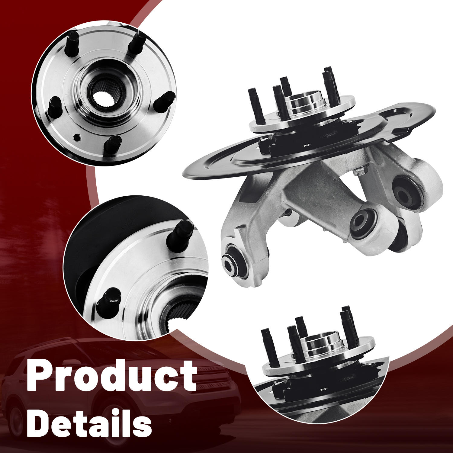 Rear Left Steering Knuckle Assembly Compatible with Ford Explorer 2011-2019, Police Interceptor Utility 2013-2019, AWD, Driver Side Spindle Knuckle w/Wheel Bearing Hub