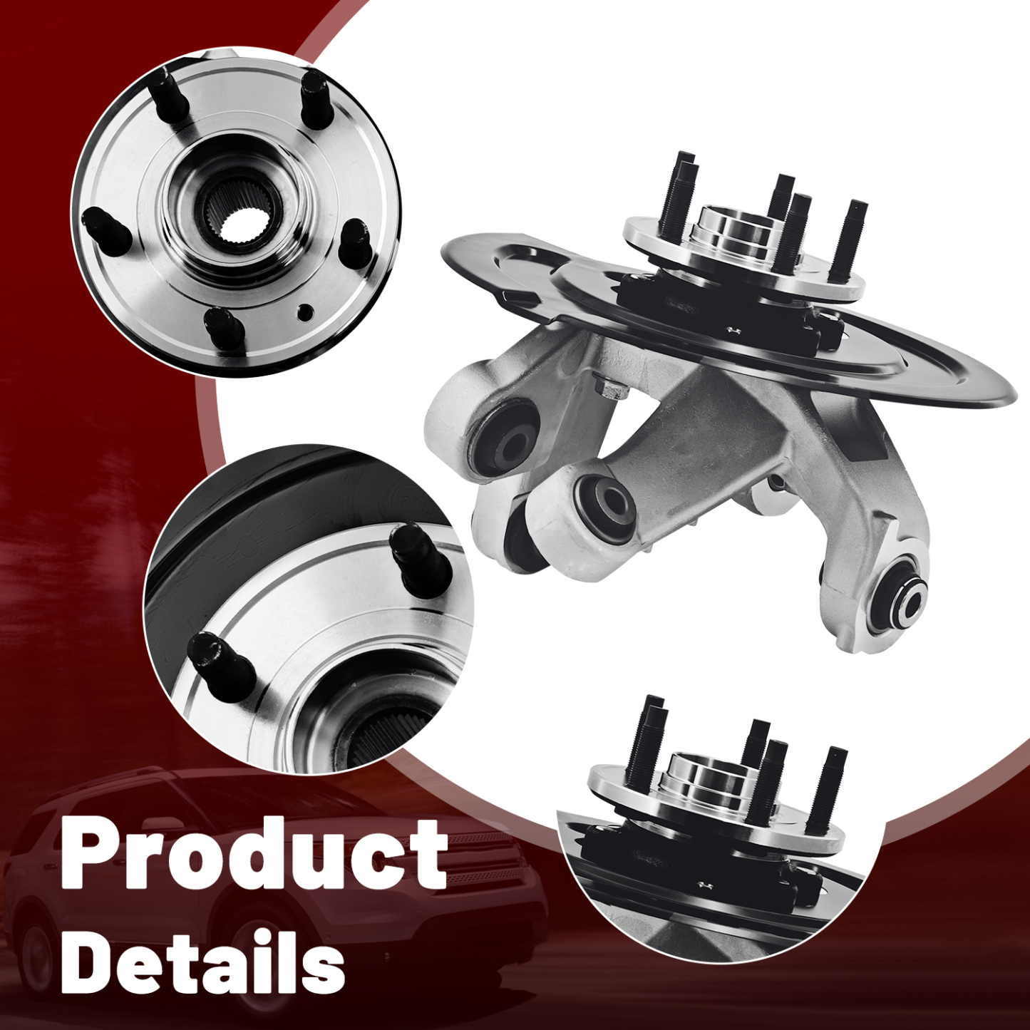 Rear Right Steering Knuckle Assembly fit for Ford Explorer 2011-2019, Police Interceptor Utility 2013-2019, AWD, Passenger Side Spindle Knuckle w/Wheel Bearing Hub