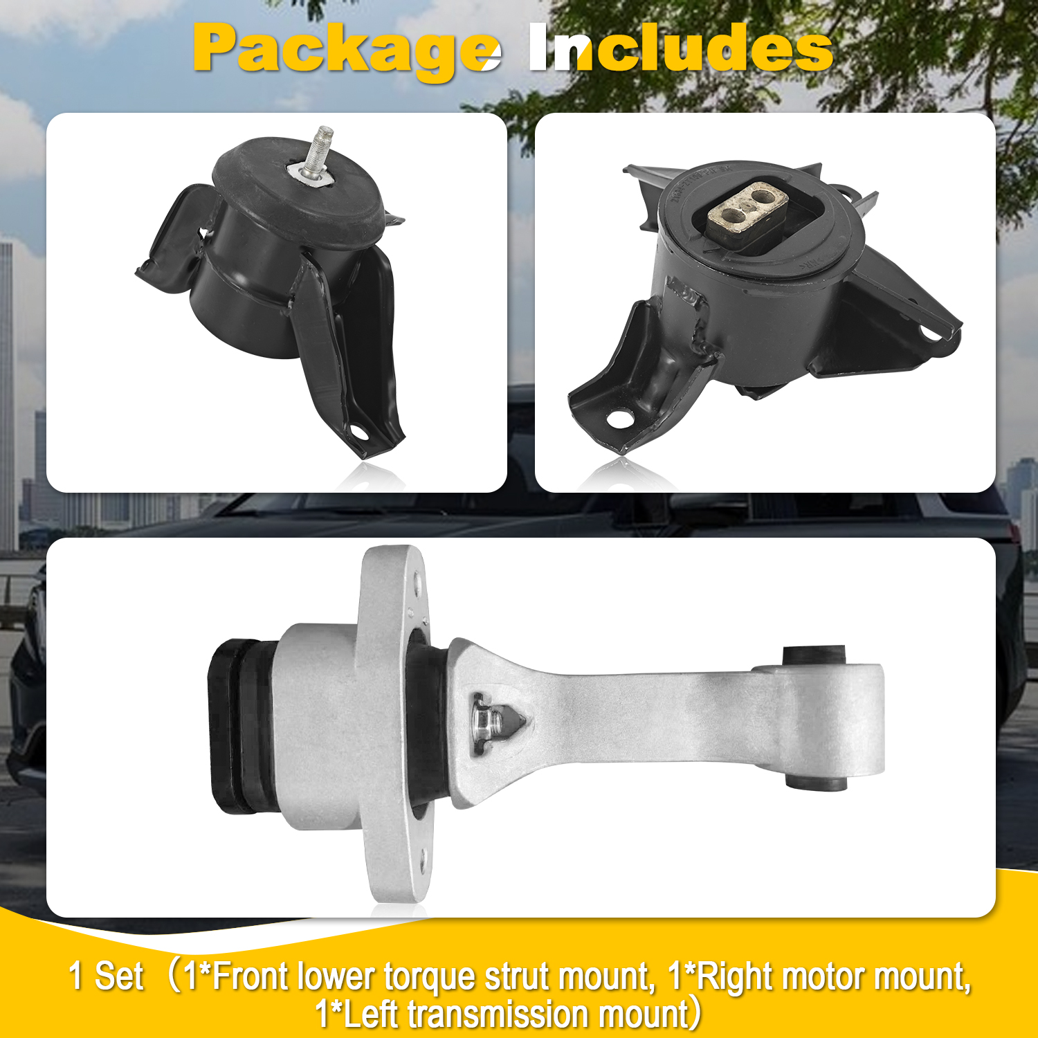 3PCS Engine Motor Mount & Transmission Mount Set Compatible with Kia Sedona 3.3L V6 2015-2021