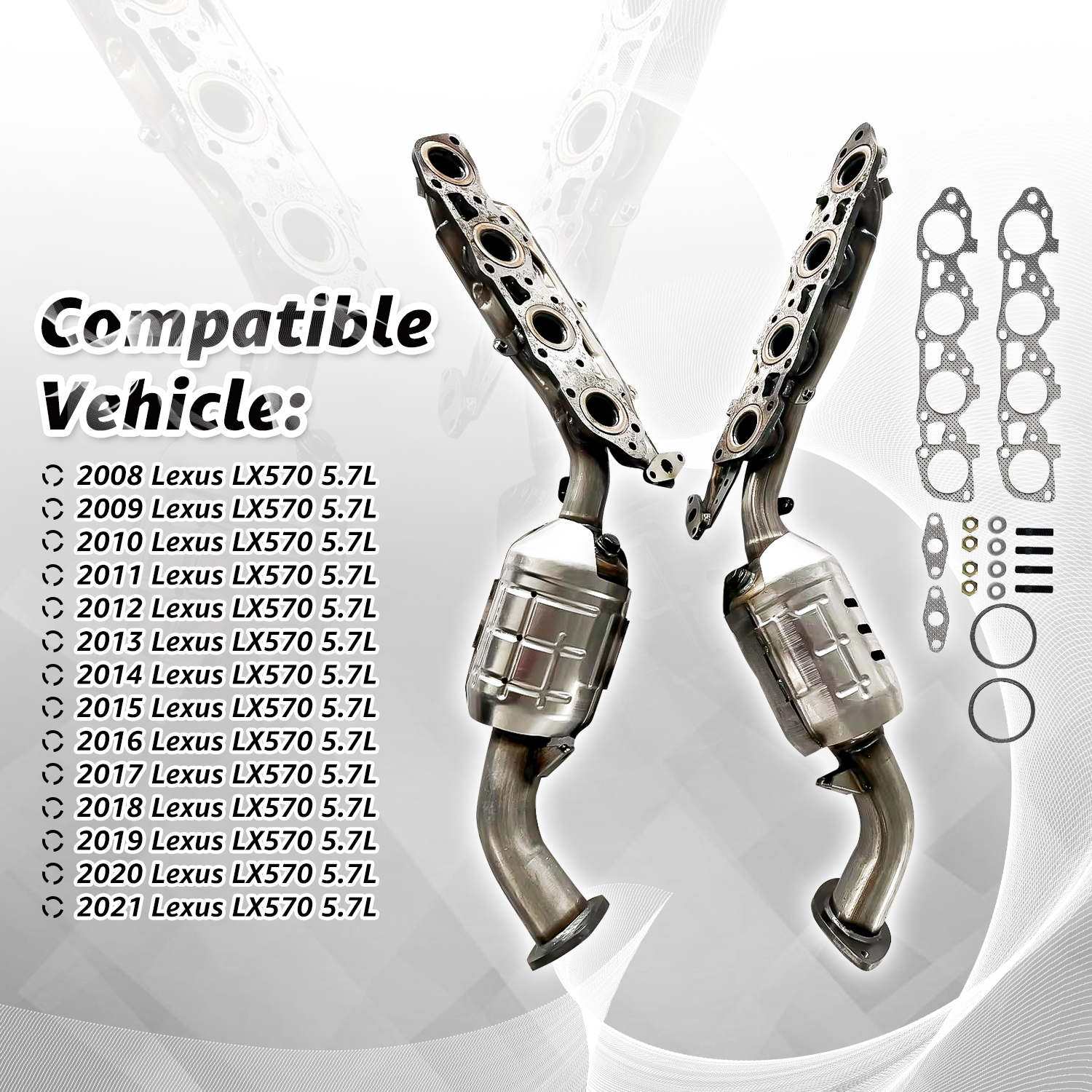 Manifold Catalytic Converter Set for 2008-2021 Lexus LX570 5.7L Bank 1 & Bank 2