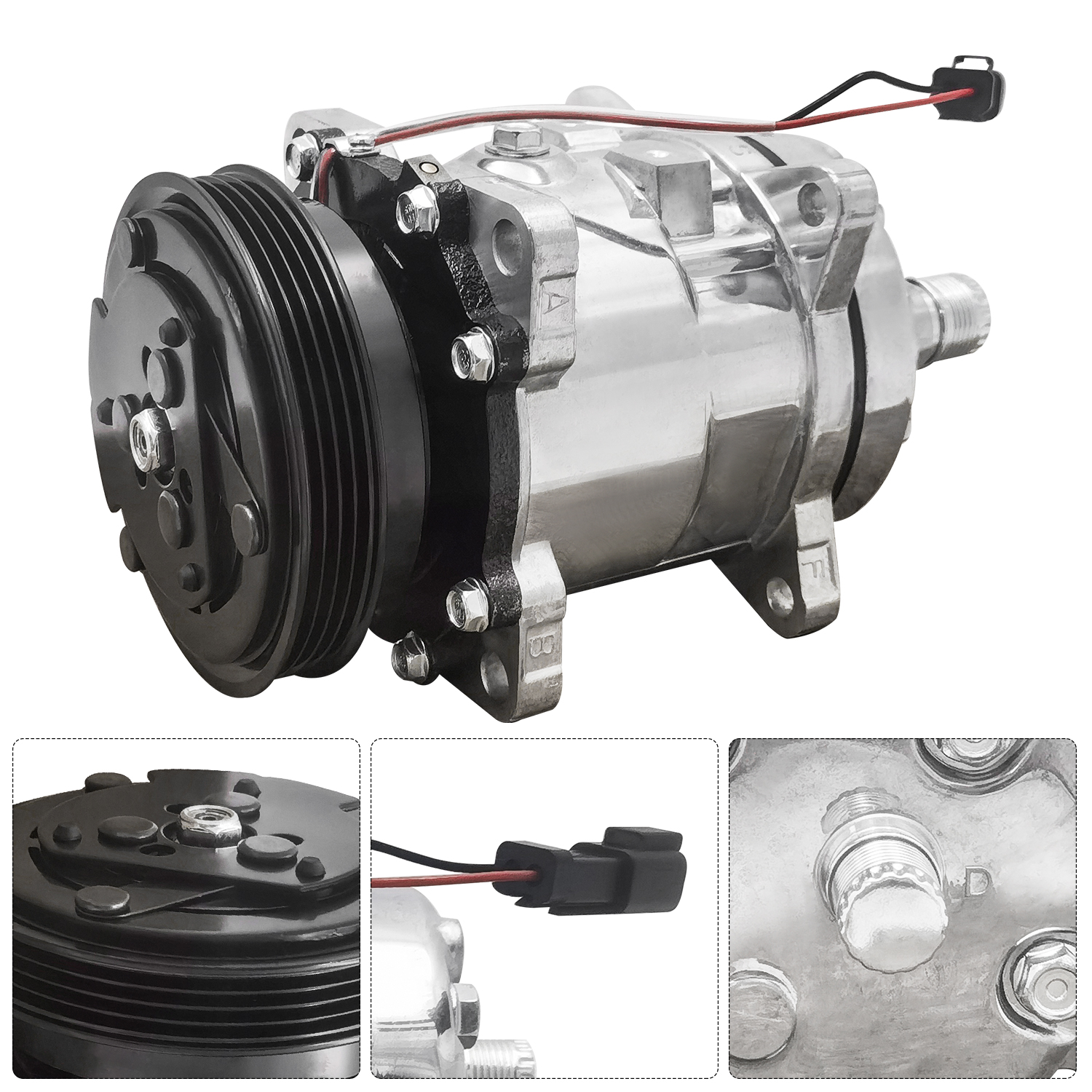 4-Grooves A/C Compressor for Bobcat S595 S550 S570 S590 S630 S650 T550 T595 T630 T650 T590 E32 E45 E50