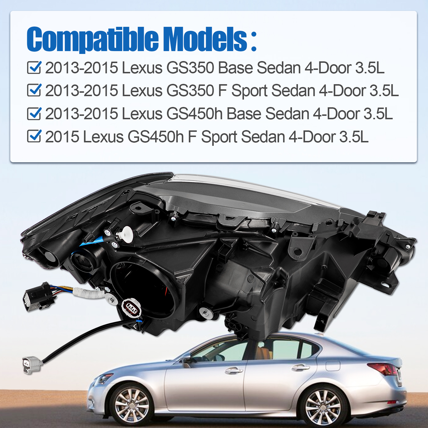 Left Driver Side LED Headlight Fits for 2013-2015 Lexus GS350 GS450h 3.5L# NON-AFS