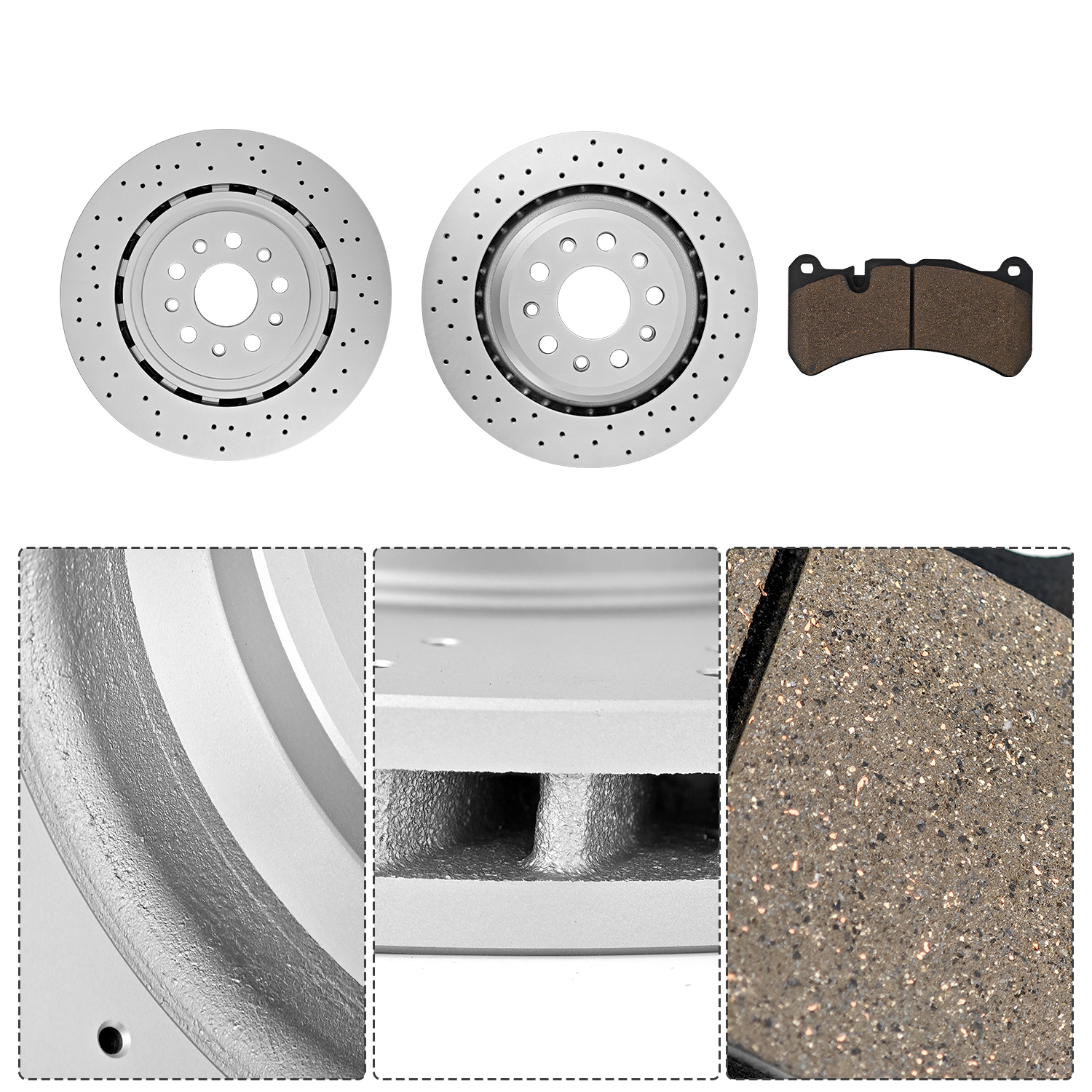 Brake Pads Rotors Kit Front & Rear Replacement for Mase-rati Ghibli Quattroporte 2014 - 2016