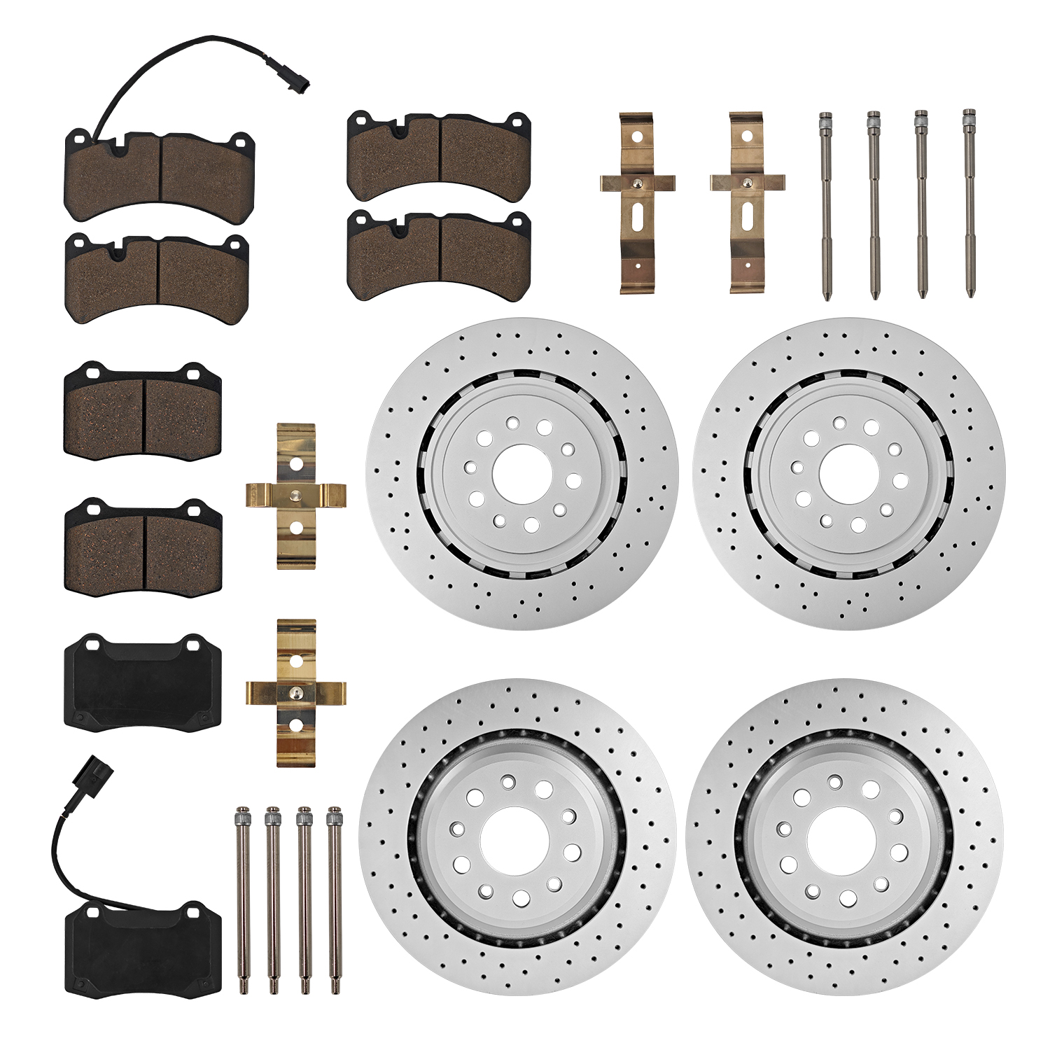 Brake Pads Rotors Kit Front & Rear Replacement for Mase-rati Ghibli Quattroporte 2014 - 2016