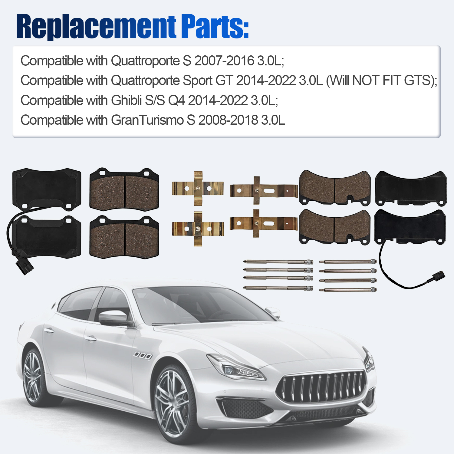 Front & Rear Brake Pads Set for Maserati Quattroporte S/Sport GT 2007-2022