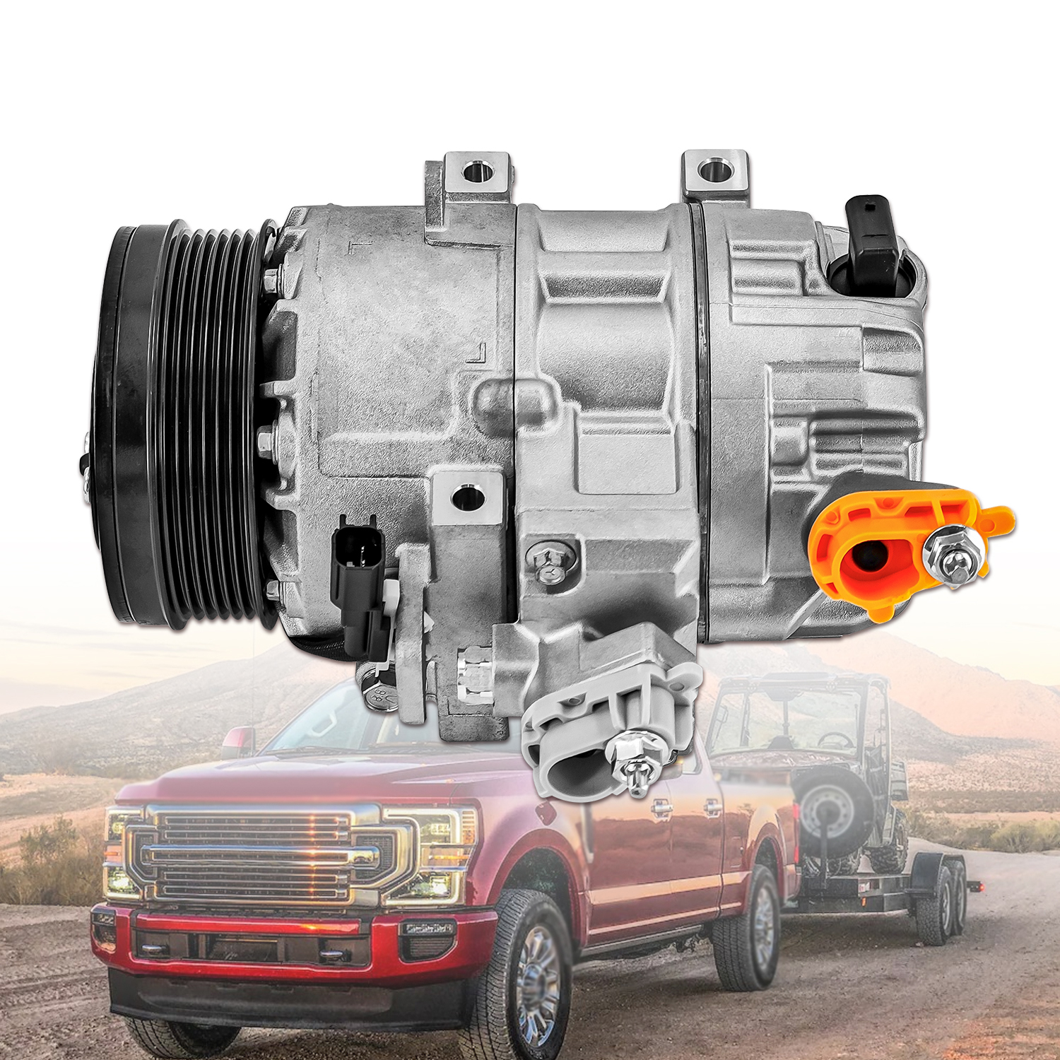 AC Compressor Compatible With 2020-2022 Ford F-250 F-350 F-450 F-550 Super Duty 7.3L