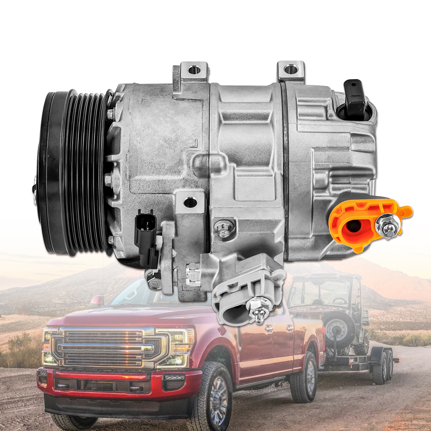 AC Compressor Compatible With 2020-2022 Ford F-250 F-350 F-450 F-550 Super Duty 7.3L