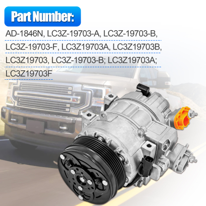 AC Compressor Compatible With 2020-2022 Ford F-250 F-350 F-450 F-550 Super Duty 7.3L