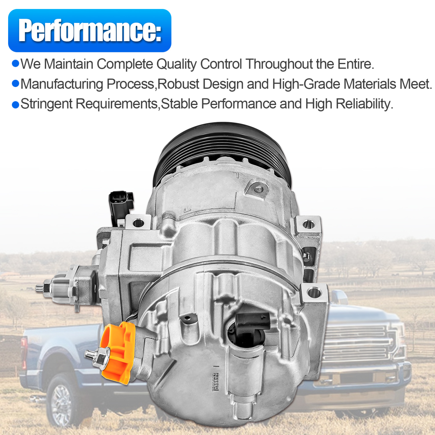 AC Compressor Compatible With 2020-2022 Ford F-250 F-350 F-450 F-550 Super Duty 7.3L