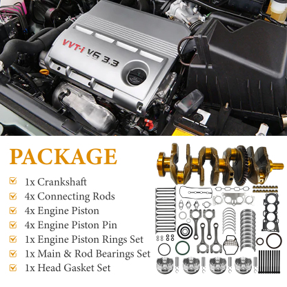 2AZ-FE Engine Rebuild Kit Crankshaft Rods Bearings Pistons Ring Head Gasket Replacement for Toyota Camry Highlander RAV4 Solara Corolla Matrix for Scion tC xB 2.4L