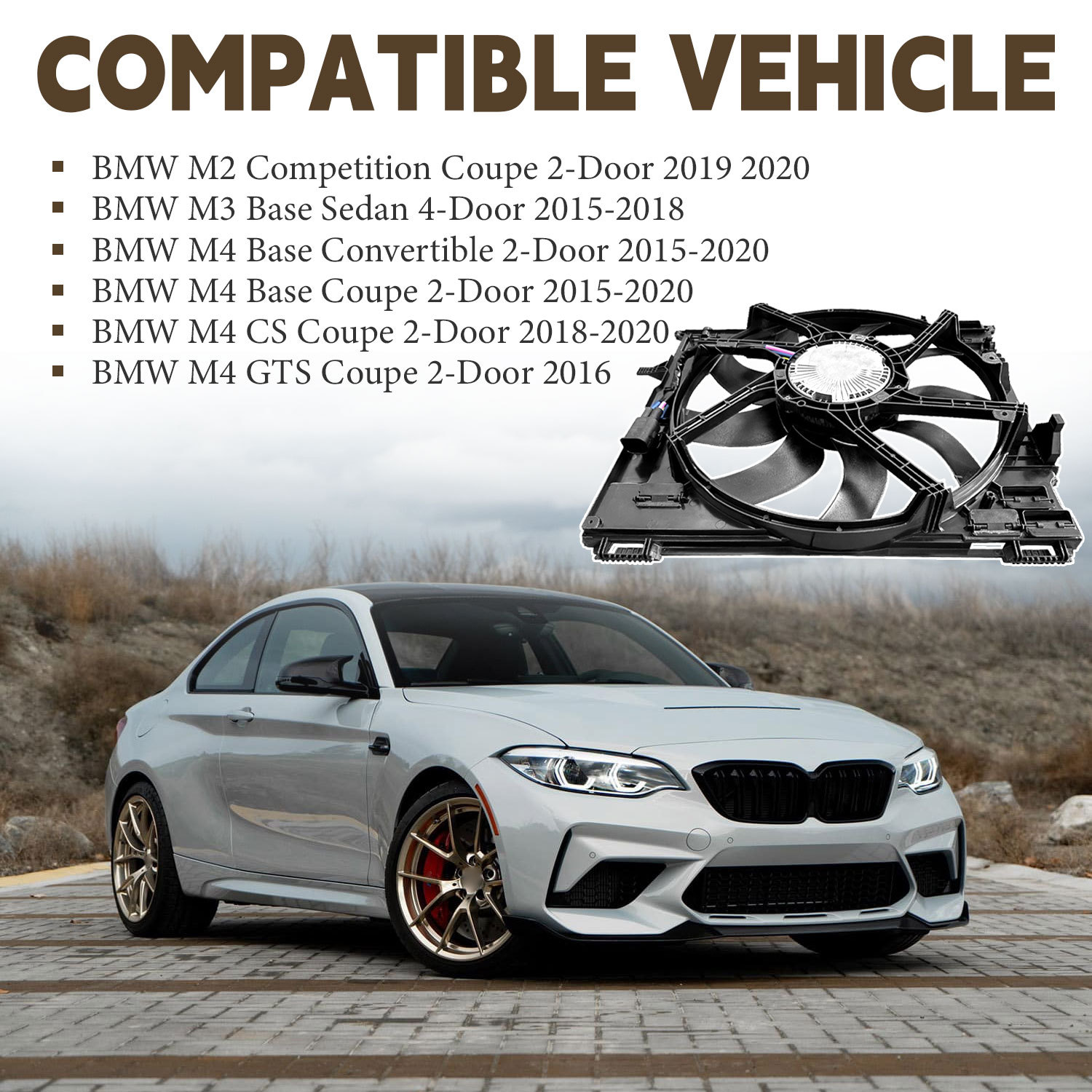 Cooling Fan Assembly for 2015-2020 BMW F80 F82 F83 M2 M3 M4 850W