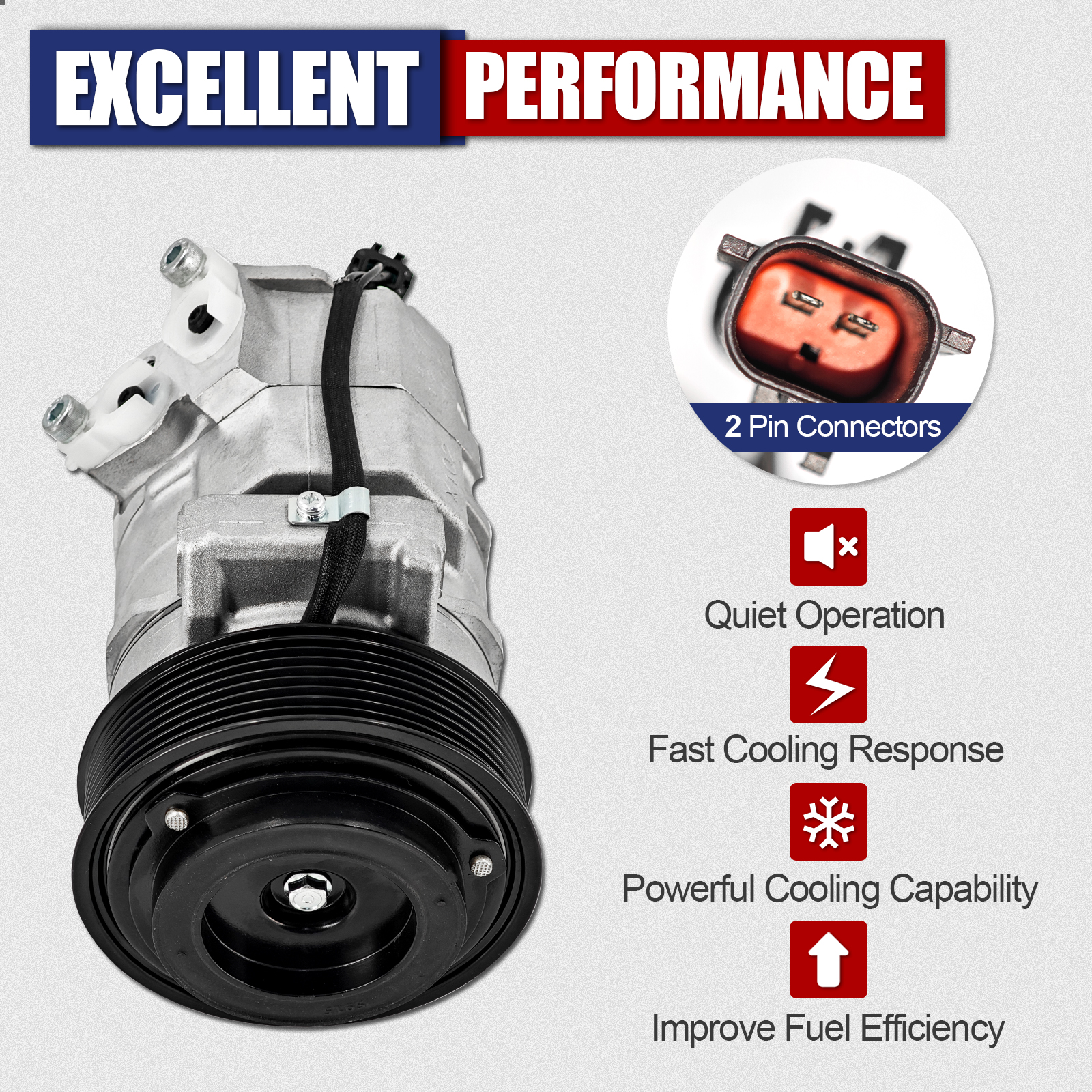 AC Compressor w/Clutch 8 Grooves Compatible with Dodge Ram 2500 3500 4500 5500 2010-2015 L6 6.7L Diesel 