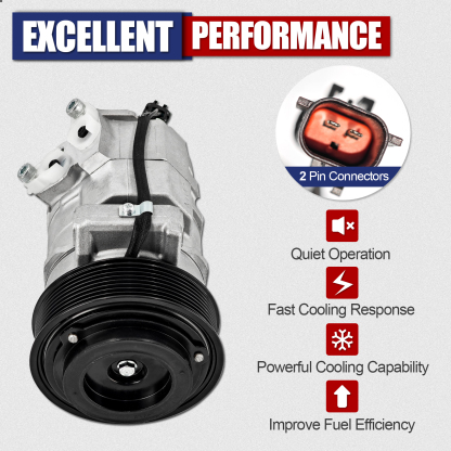 AC Compressor w/Clutch 8 Grooves Compatible with Dodge Ram 2500 3500 4500 5500 2010-2015 L6 6.7L Diesel 