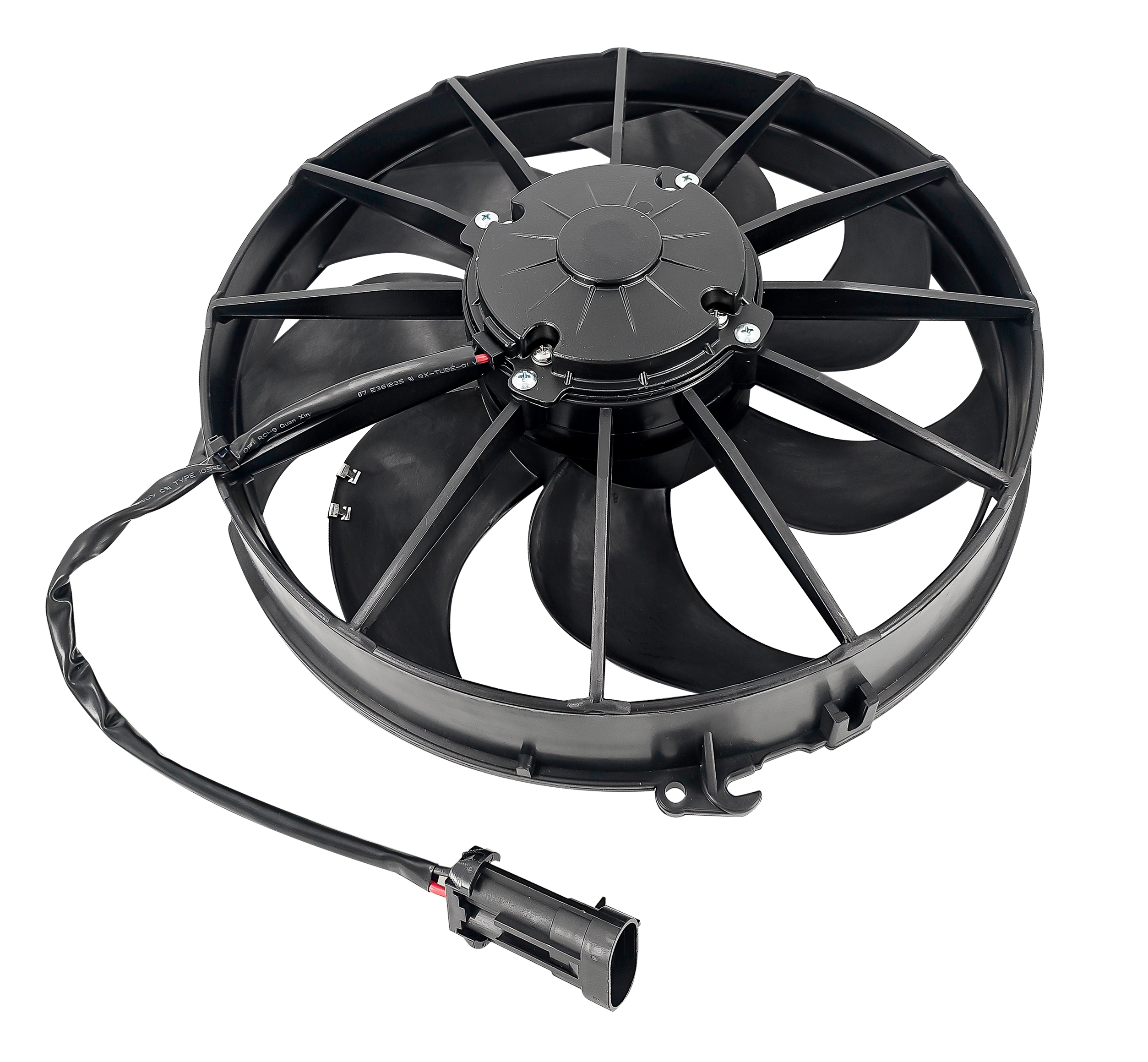 12" Puller Fan - High Output Puller Fan 1800 RPM 12 Volts 66 Amp 7 Curved Blade 1870 CFM Compatible with Motorcycle, ATV and Oil Cooler