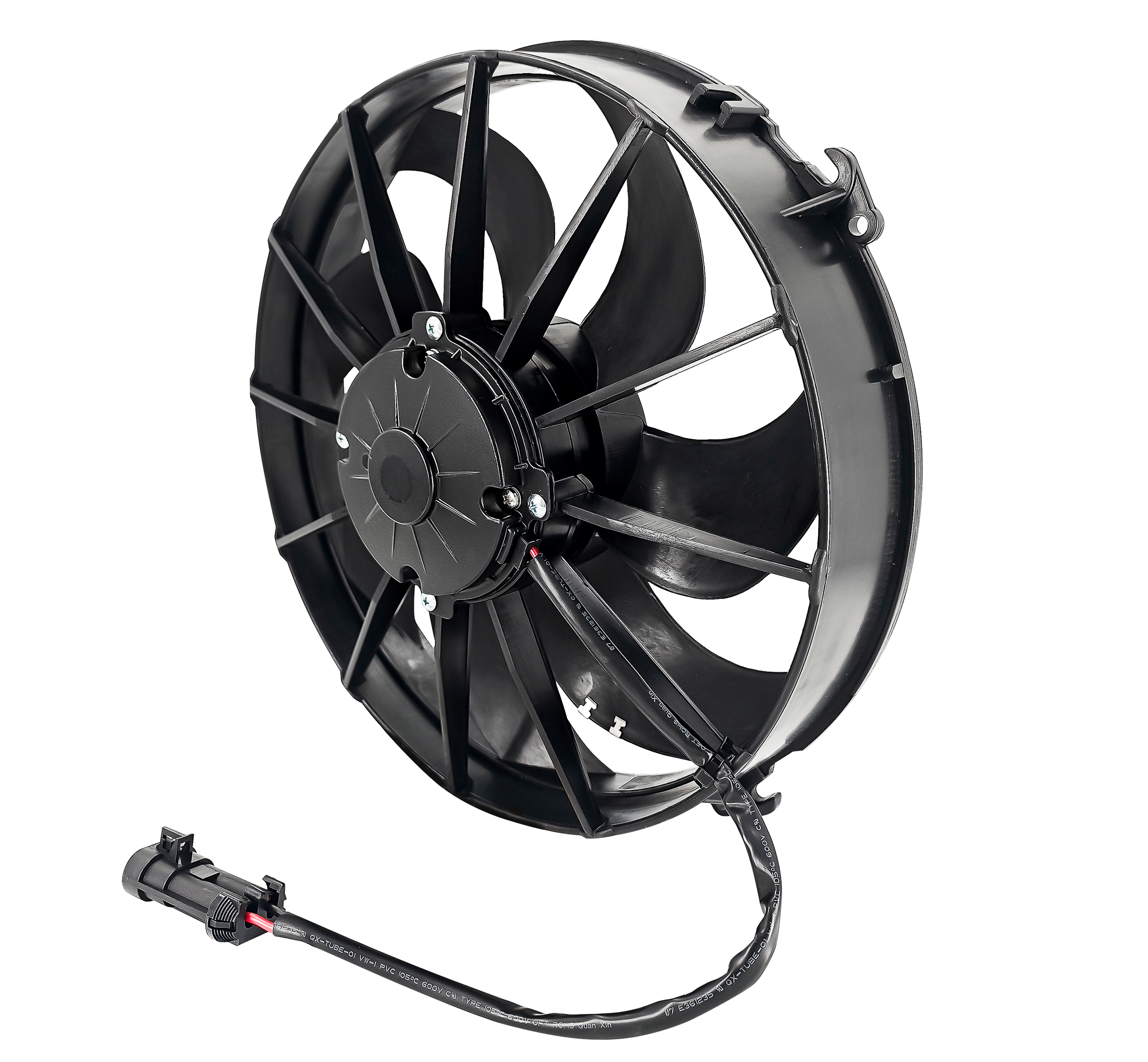 12" Puller Fan - High Output Puller Fan 1800 RPM 12 Volts 66 Amp 7 Curved Blade 1870 CFM Compatible with Motorcycle, ATV and Oil Cooler