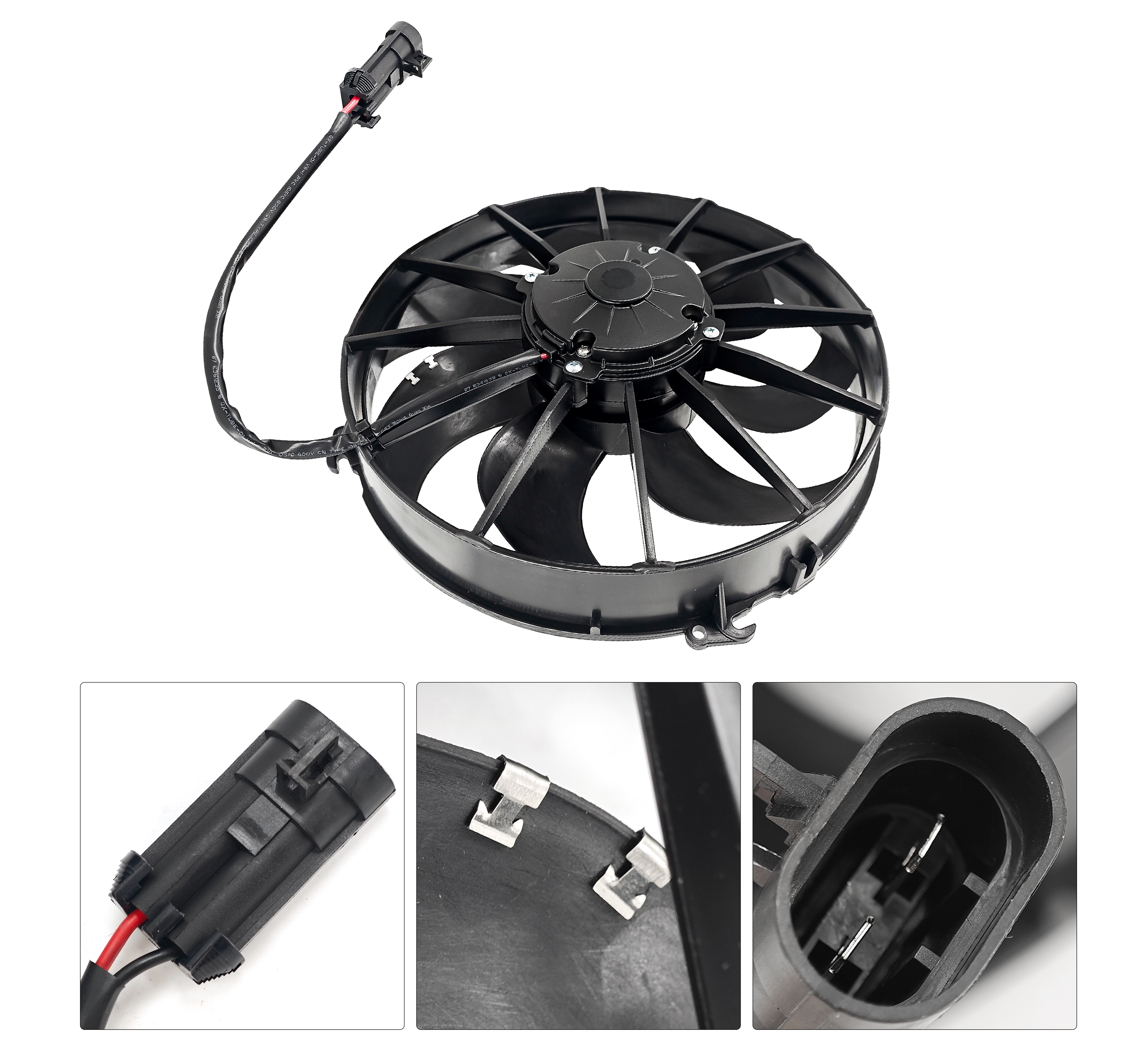12" Puller Fan - High Output Puller Fan 1800 RPM 12 Volts 66 Amp 7 Curved Blade 1870 CFM Compatible with Motorcycle, ATV and Oil Cooler