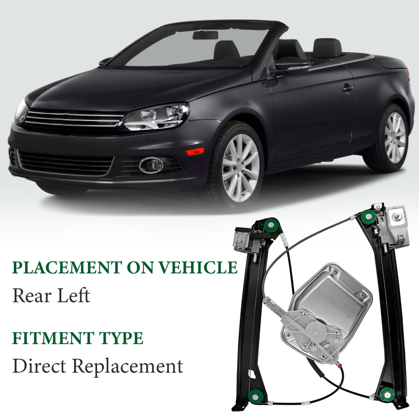 Front Left Driver Side Power Window Regulator for Volkswagen Eos Convertible 2008-2016