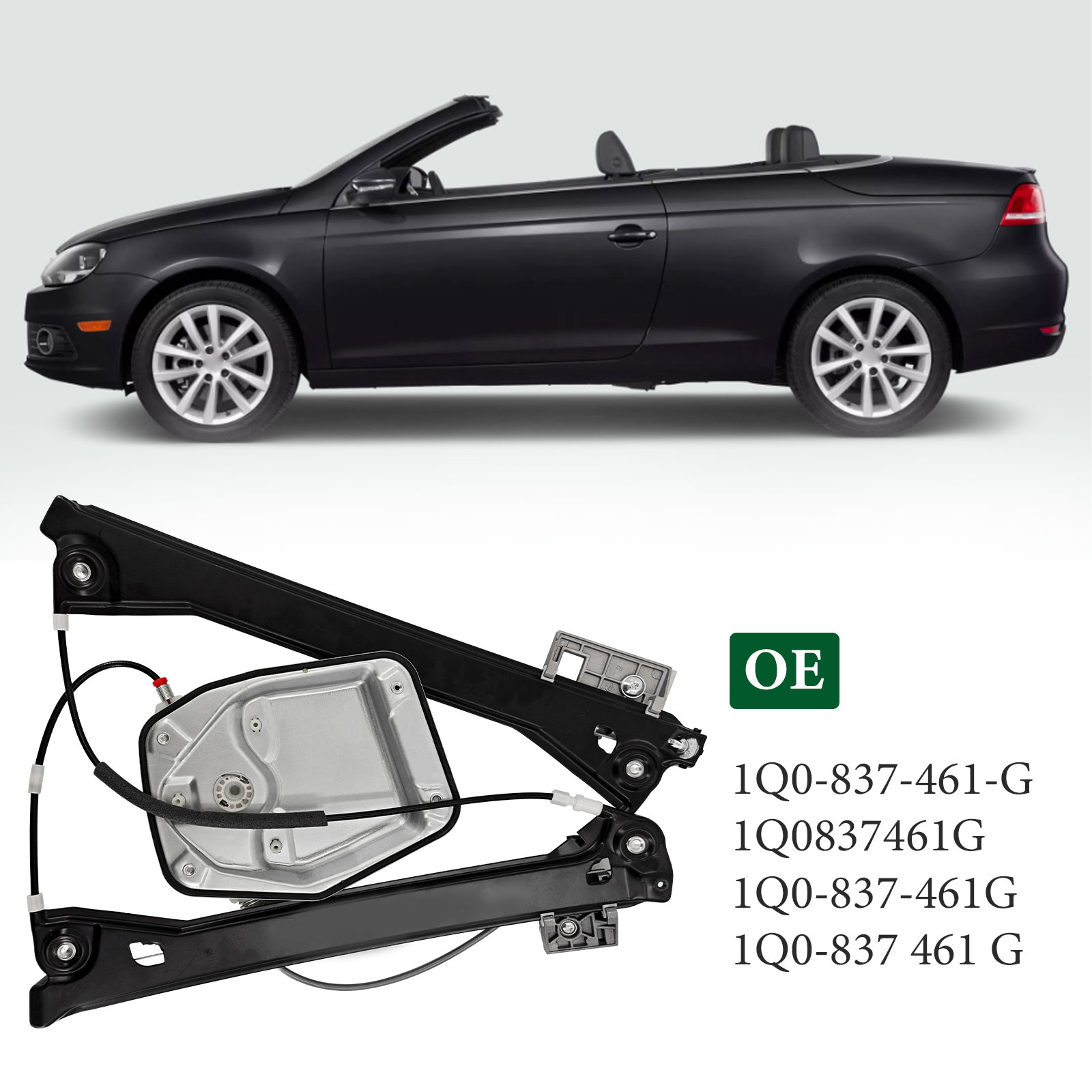 Front Left Driver Side Power Window Regulator for Volkswagen Eos Convertible 2008-2016