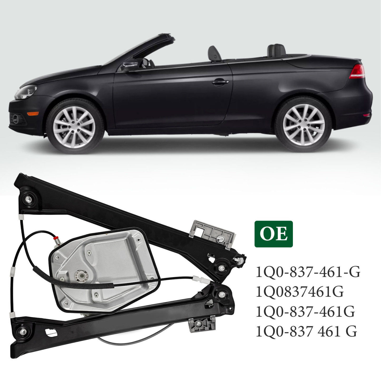 Front Left Driver Side Power Window Regulator for Volkswagen Eos Convertible 2008-2016