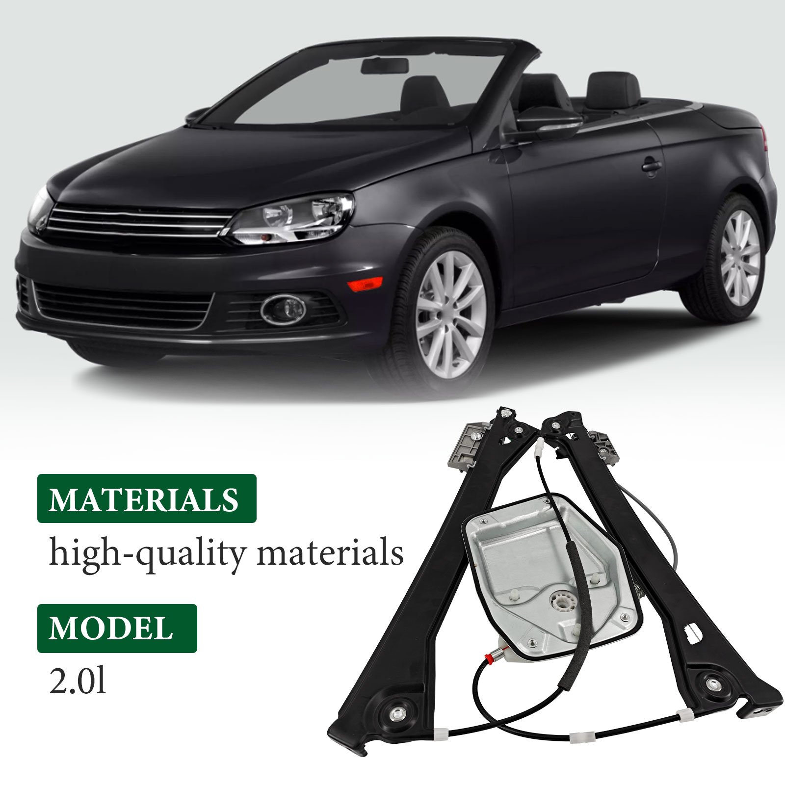 Front Left Driver Side Power Window Regulator for Volkswagen Eos Convertible 2008-2016