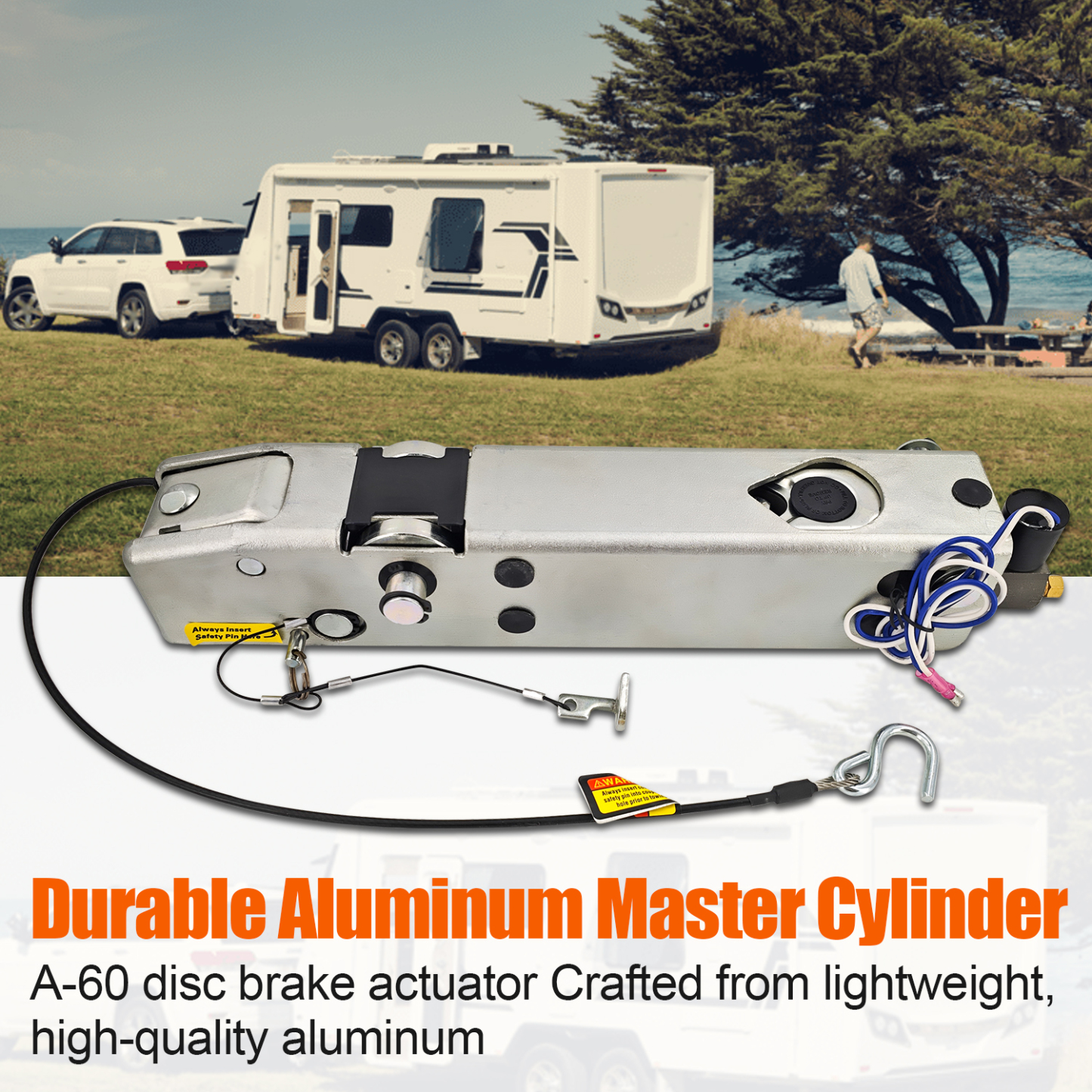 A-60 34044 Hydraulic Surge Brake Actuator – Fits Tandem Axle Trailers, Disc Brakes, Inner Slide, 7500 lbs, 2" Ball Coupler